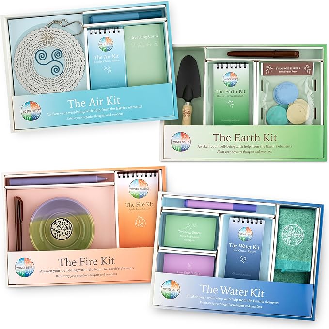 Element Kit Bundle - Self-Care Package for Women and Men – Give The Gift of Peace of Mind – Use The Elements to Practice Mindfullness - by Two Sage Sisters