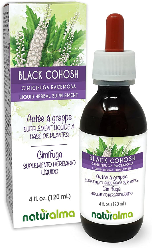 Naturalma Black Cohosh (Cimicifuga racemosa or Actaea racemosa) Rhizome Alcohol-Free Tincture - 4 fl oz Liquid Extract in Drops - Herbal Supplement - Vegan
