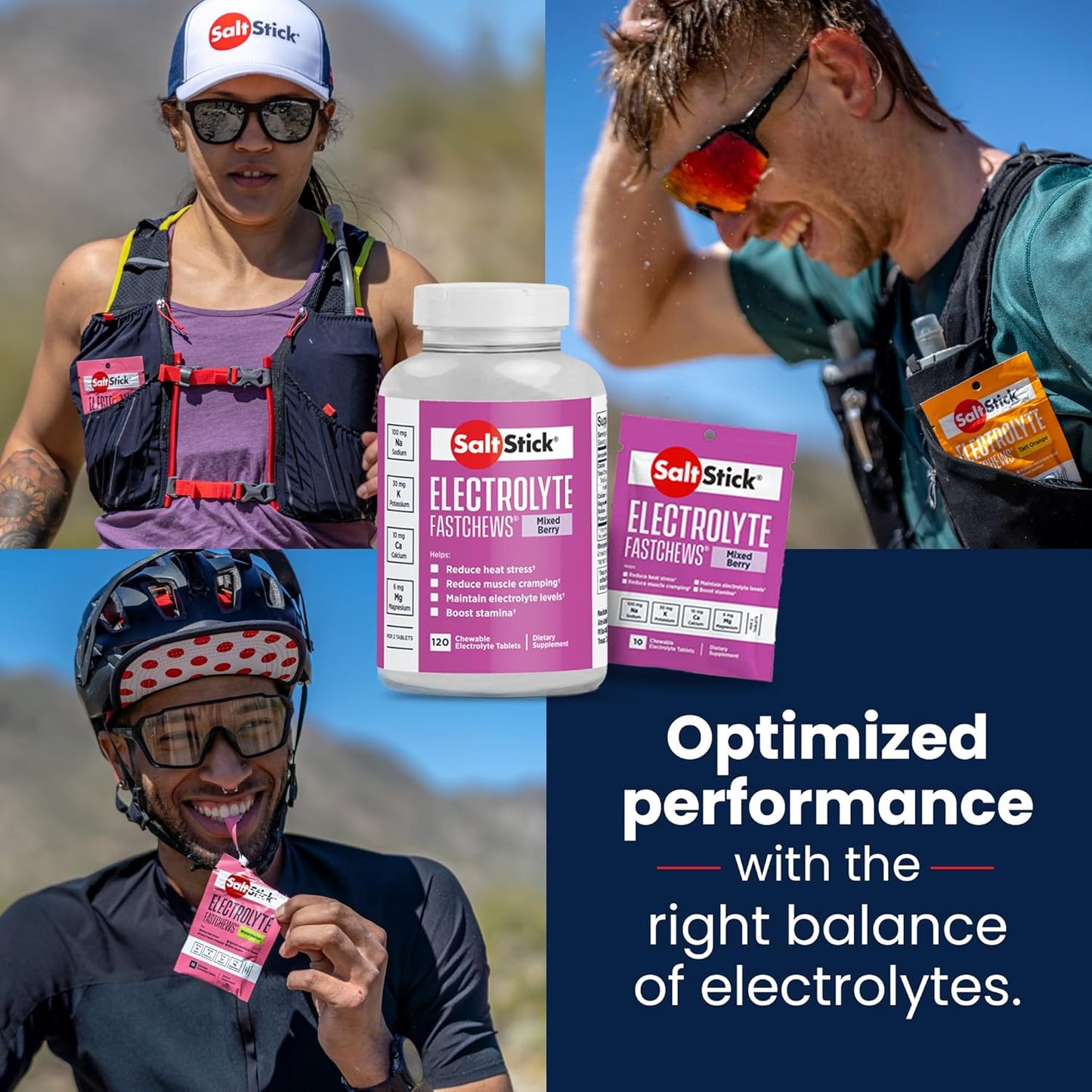 SaltStick Electrolyte FastChews - 120 Mixed Berry Chewable Electrolytes - Salt Tablets for Running and Hydration, Electrolyte Chews - 120 Count