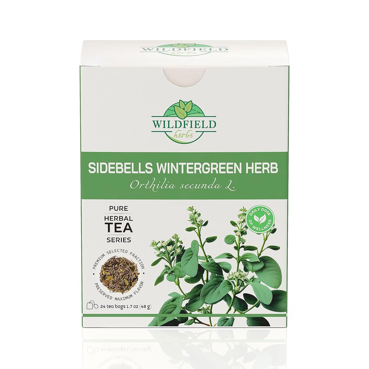 24 Bags Dried Cut Sidebells Wintergreen Herb Tea (Orthilia Secunda) - 24 Count 2g Tea Bags One-Sided Wintergreen Orthilia (Peralito)