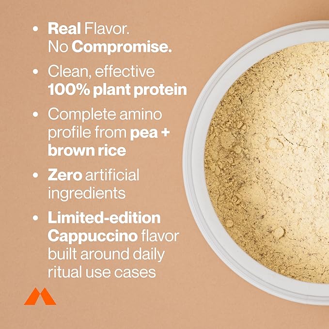 Momentous Vegan Protein Powder - 20 g Plant-Based Protein - NSF Certified for Sport - Vegan - GMO Free - Gluten-Free - 12 Servings for Essential Everyday Use - Cappuccino