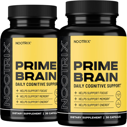 Prime Brain Nootropic Supplement | Supports Memory, Mental Focus, Cognitive Health & Energy | Promotes Healthy Mood & Brain Function | Ginkgo Biloba, Lion's Mane & L Theanine | 60 Capsules