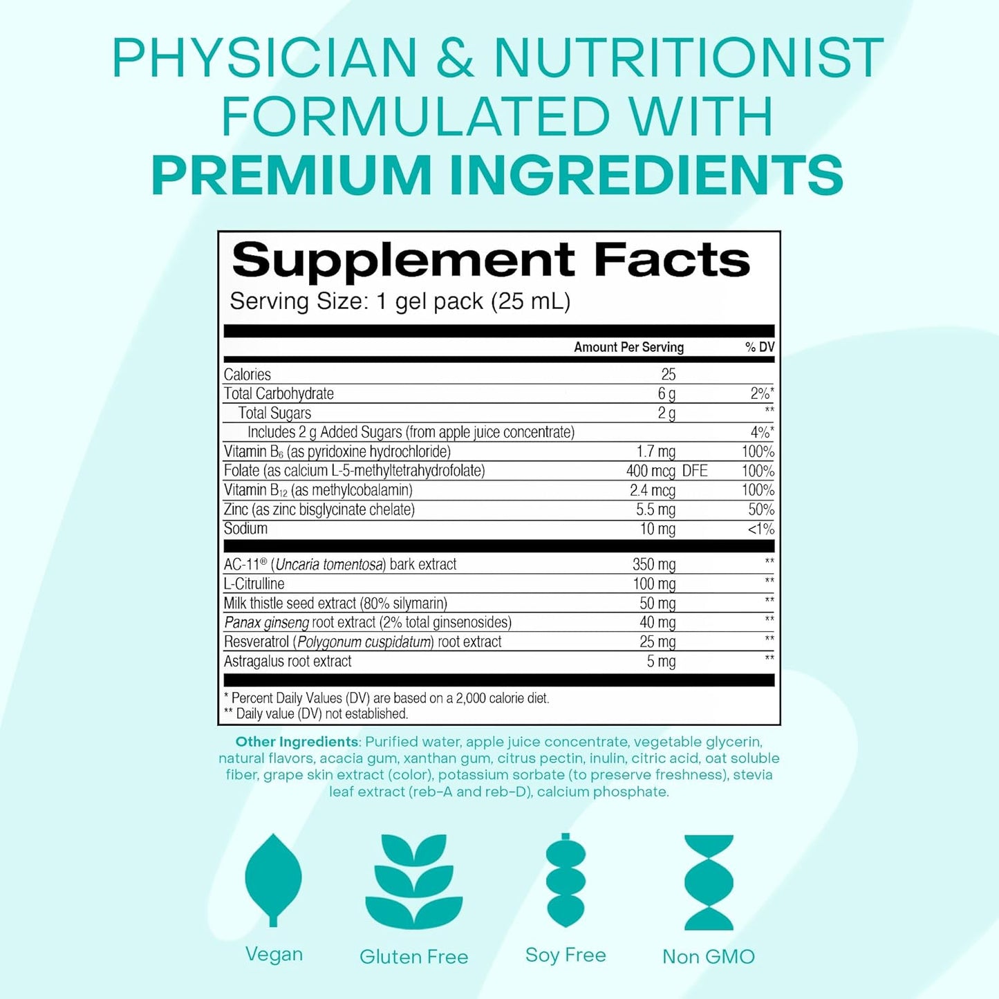 HealthyCell Telomere Length Supplement - Anti-Aging Telomere Lengthening Supplements with Phytonutrients & Vitamins for Cellular Health - AC-11, Astragalus & Resveratrol - 30 Gel Packs, Grape Flavored