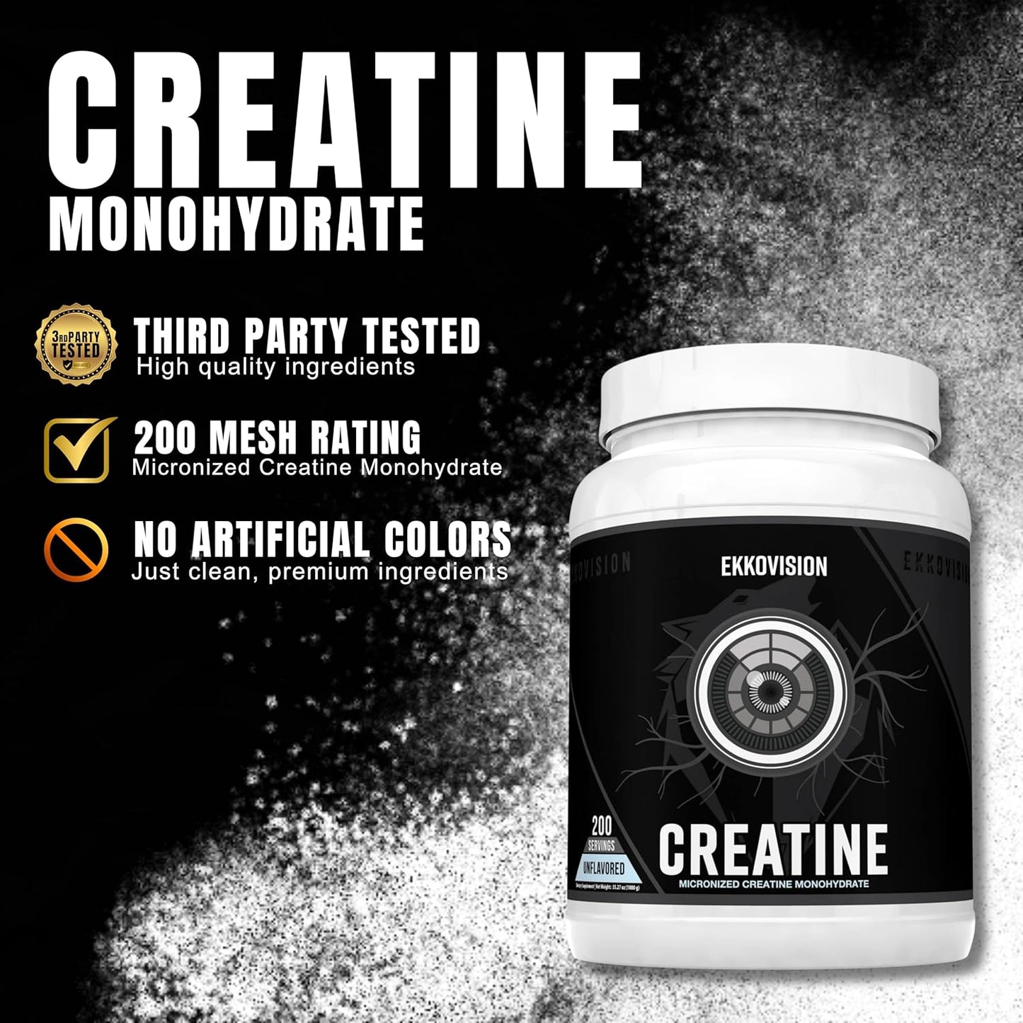 Creatine Monohydrate Powder, Micronized, Unflavored, Pre Workout & Post Workout Supplement for Men and Women, Energy Support, Easy to Mix in Shakes, Smoothies & Beverages, 200 Servings