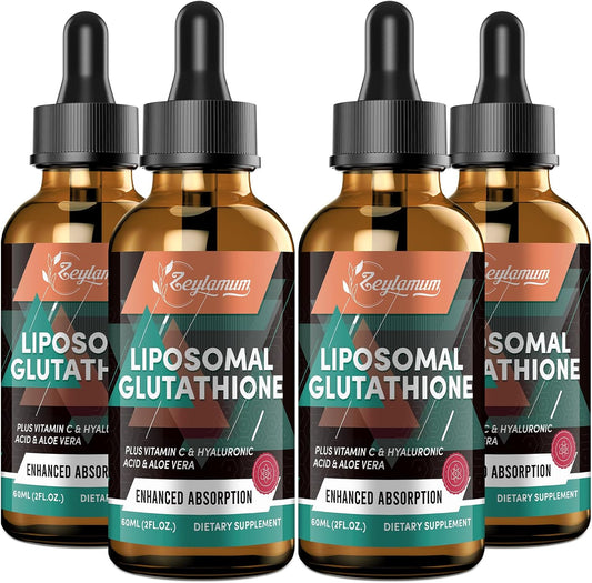 2000MG Liposomal Glutathione Liquid Drops, Ultra High Absorption, Natural Detoxification, Immune System & Skin Supprot*, L-Glutathione, Vitamin C & Hyaluronic Acid, Capsules Alternative, 8.08 OZ