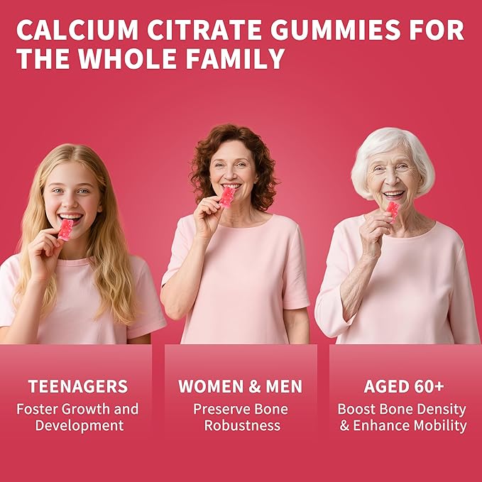 (2 Pack) Calcium Citrate 1200 mg Gummies Supplements for Women & Men,Pure Calcium Citrate Gummies for Bone, Muscle & Immune Support - Easy to Digest, Sugar Free,Vegan,Peach Flavor,60 Day Supply