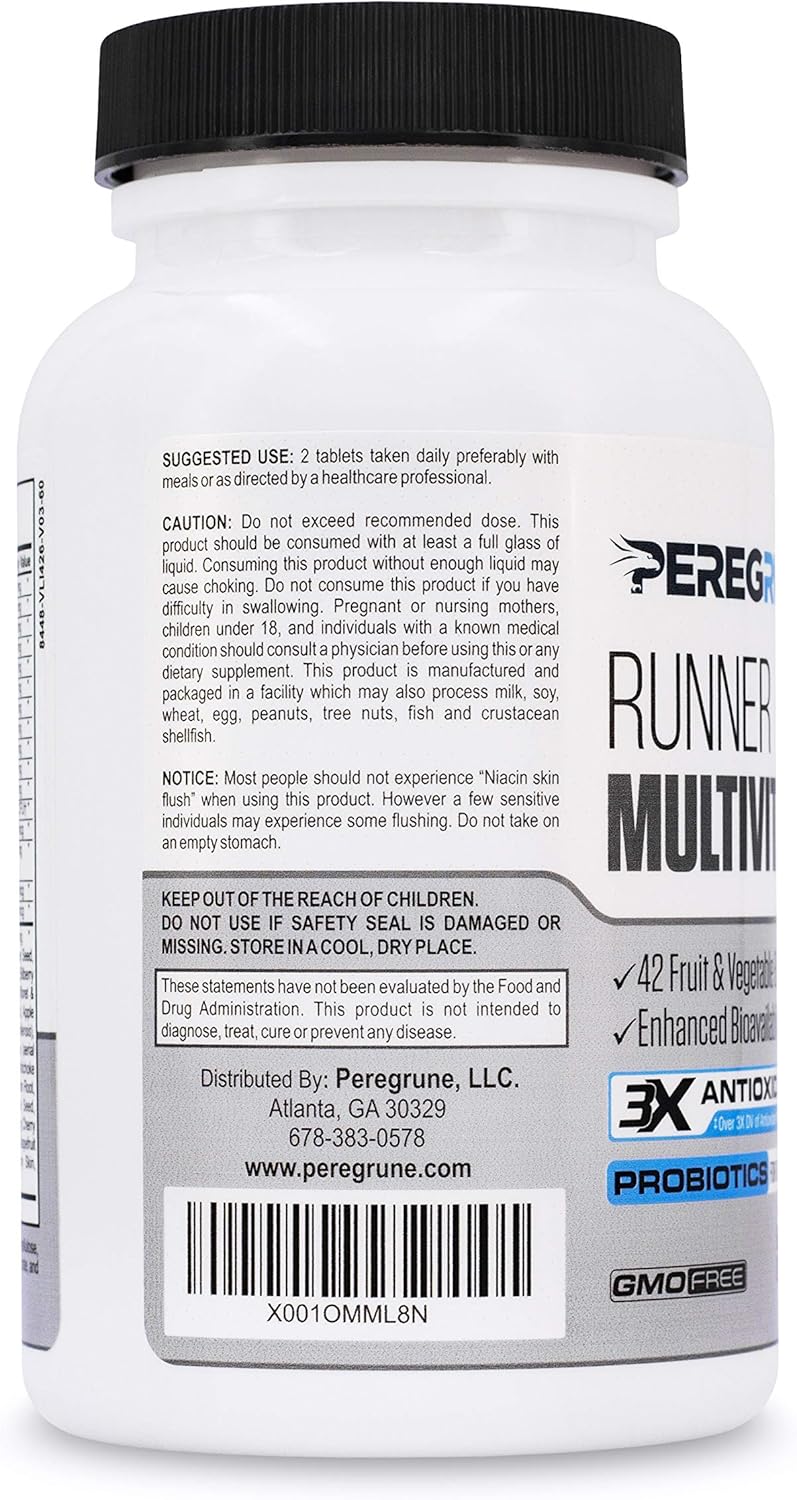 Runner Multivitamin – Engineered Vitamin with Antioxidants for Health/Running Recovery – Complete B Complex for Endurance, Energy – Probiotics, Whole Foods – Certified Running Supplements