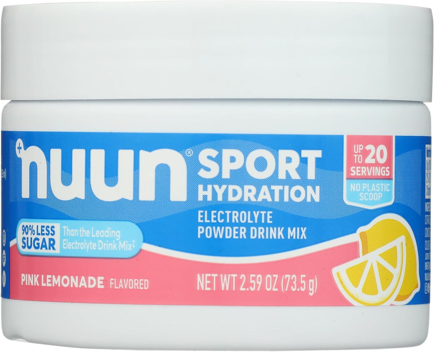 Nuun Sport Electrolyte Powder Drink Mix with Magnesium, Calcium, Potassium, Chloride, and Sodium, Pink Lemonade Flavor, Gluten Free & Vegan, Up to 20 Servings