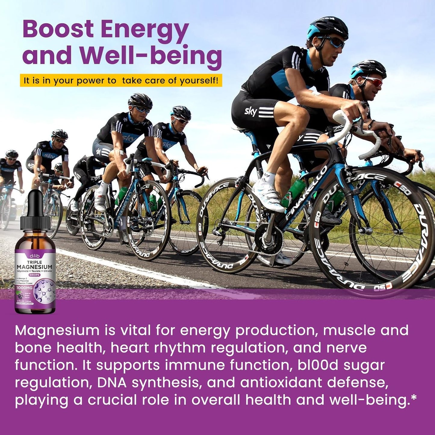 2 Pack Liquid Magnesium Glycinate Supplement, Calm Magnesium Citrate, Taurate Drops with Omega 3, Zinc, Ashwagandha, L-Theanine, Chamomile for Sleep, Mood, Stress Relief, Bone, Muscle, Grape Flavor