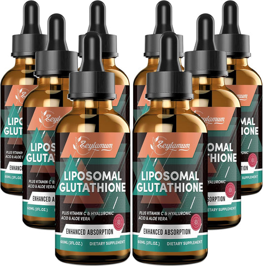 2000MG Liposomal Glutathione Liquid Drops, Ultra High Absorption, Natural Detoxification, Immune System & Skin Supprot*, L-Glutathione, Vitamin C & Hyaluronic Acid, Capsules Alternative, 16.16 OZ