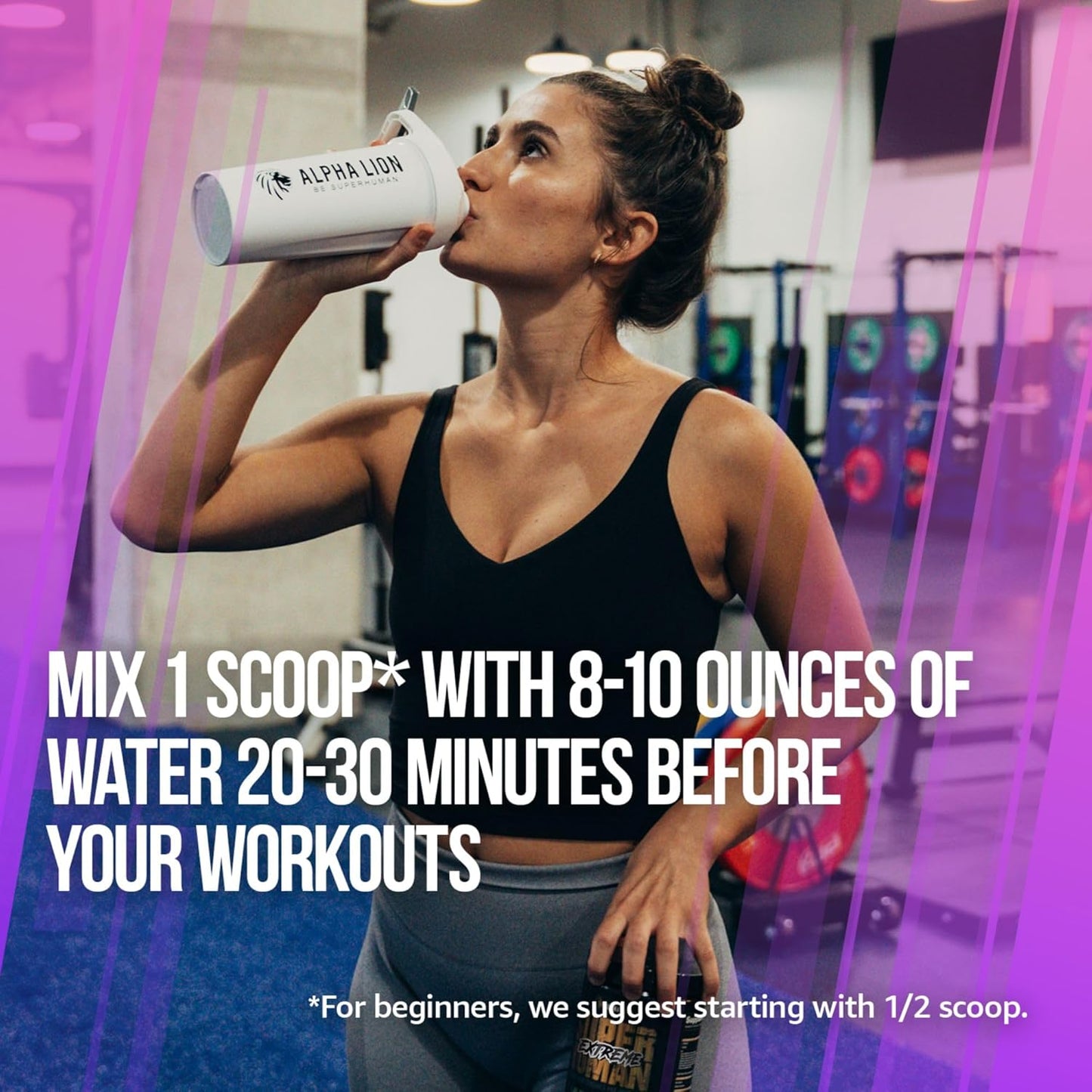 ALPHA LION Superhuman Extreme High Stim Pre Workout Powder, Beta Alanine, L-Taurine & 356mg Tri-Source Caffeine for Sustained Energy, Nitric Oxide & Citrulline for Pump (21 Servings, Grape Flavor)