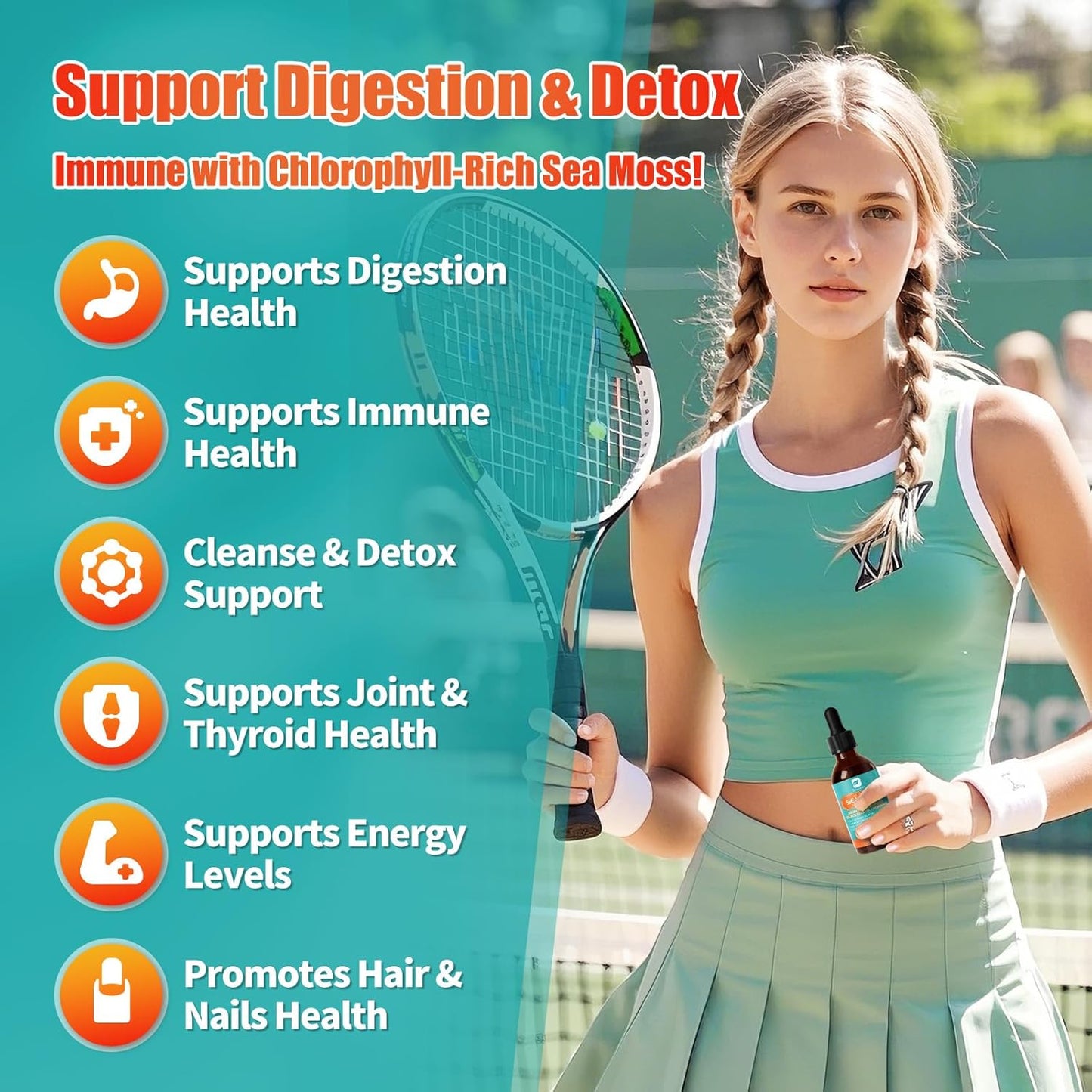 2PACK Sea Moss Drops - Irish Sea Moss Chlorophyll Liquid with Black Seed Oil, Ashwagandha, Moringa, Turmeric, Elderberry, Mullein, Seamoss Gel Supplement for Lung Cleaner, Detox & Gut, Immune Support