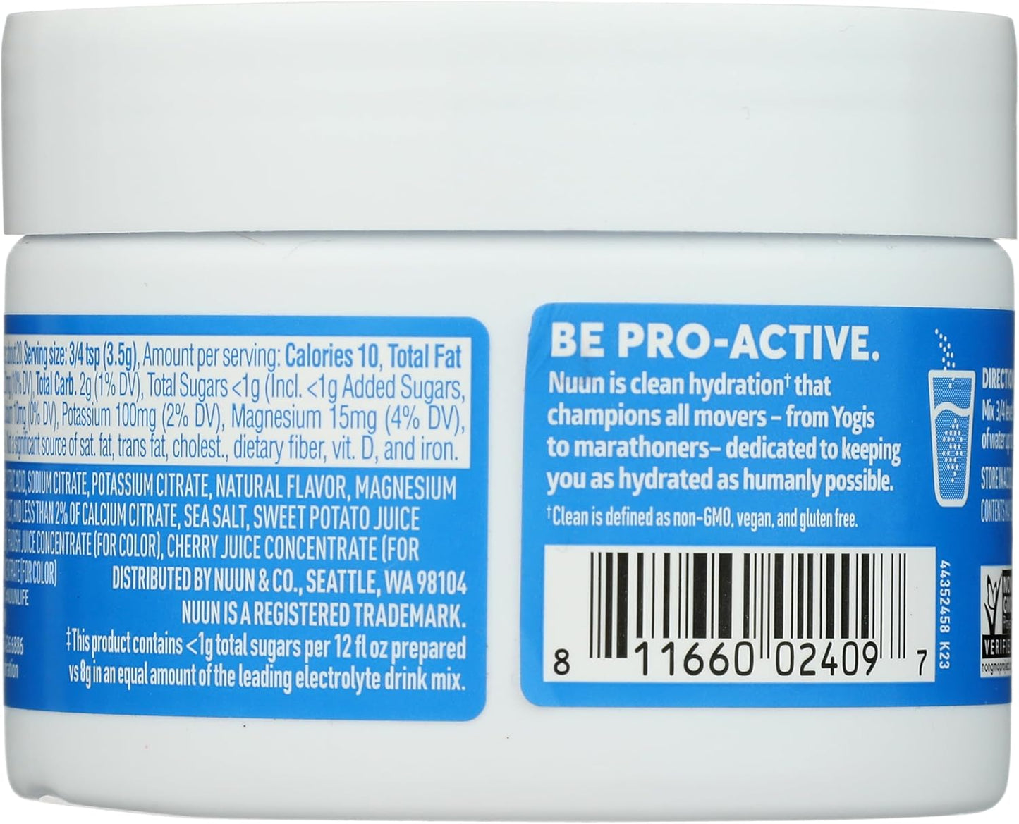 Nuun Sport Electrolyte Powder Drink Mix with Magnesium, Calcium, Potassium, Chloride, and Sodium, Pink Lemonade Flavor, Gluten Free & Vegan, Up to 20 Servings