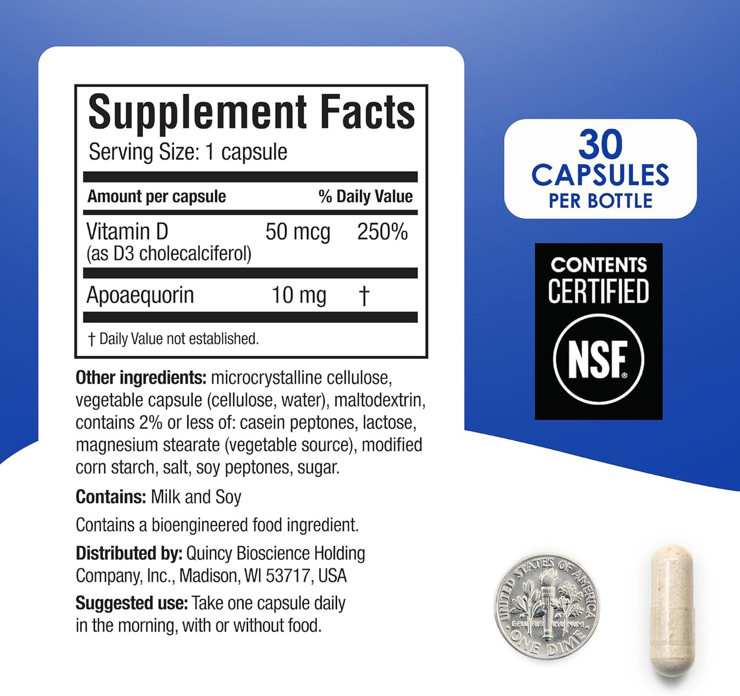 Prevagen Regular Strength - 30 Capsules (1 Month Supply) | Formulated for Your Brain | 10mg of Apoaequorin Plus Vitamin D3