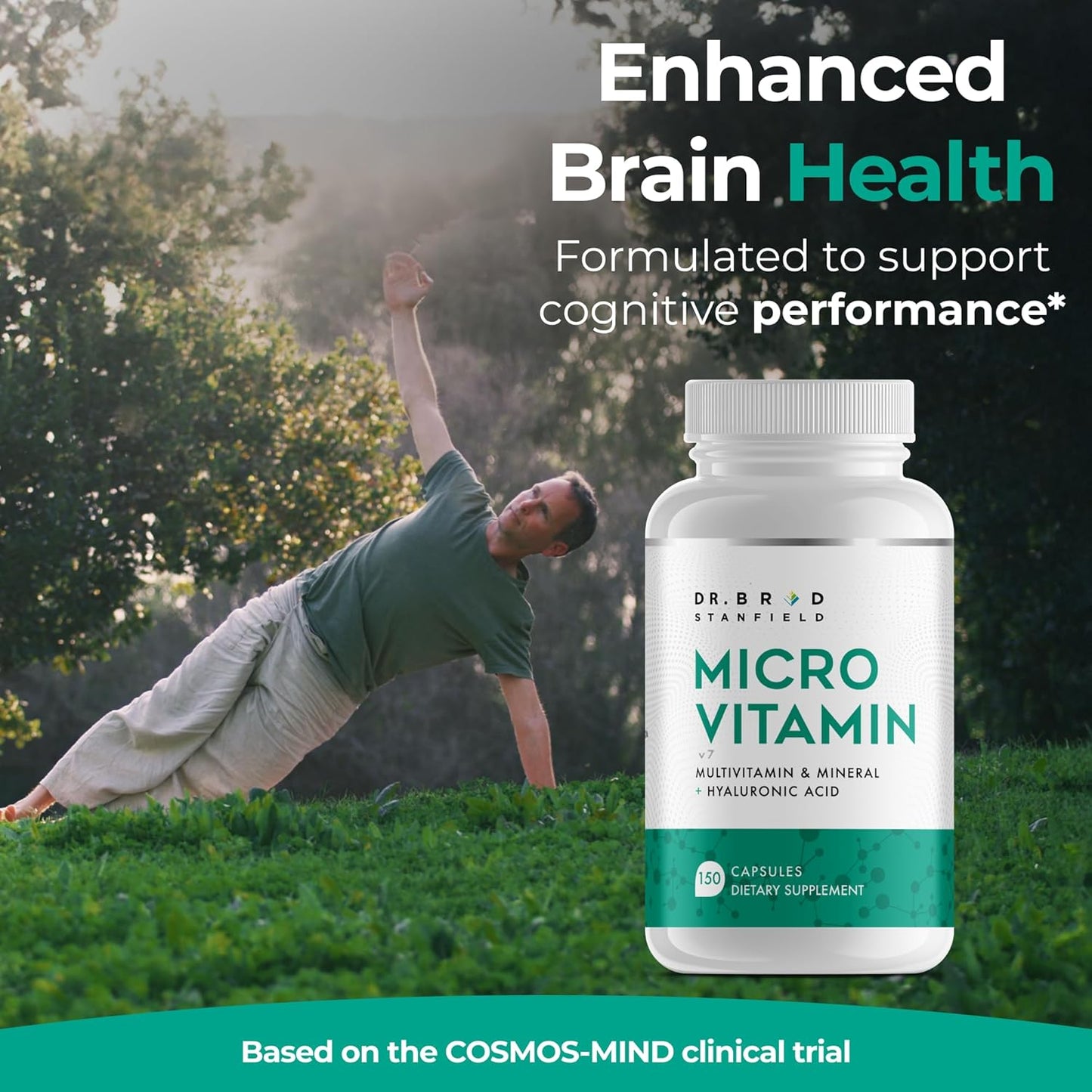 Daily Low Dose MultiVitamin & Mineral for Men & Women to Support Cognitive Performance & Memory + Hyaluronic Acid for Skin Health + TMG for Exercise (150 Count)