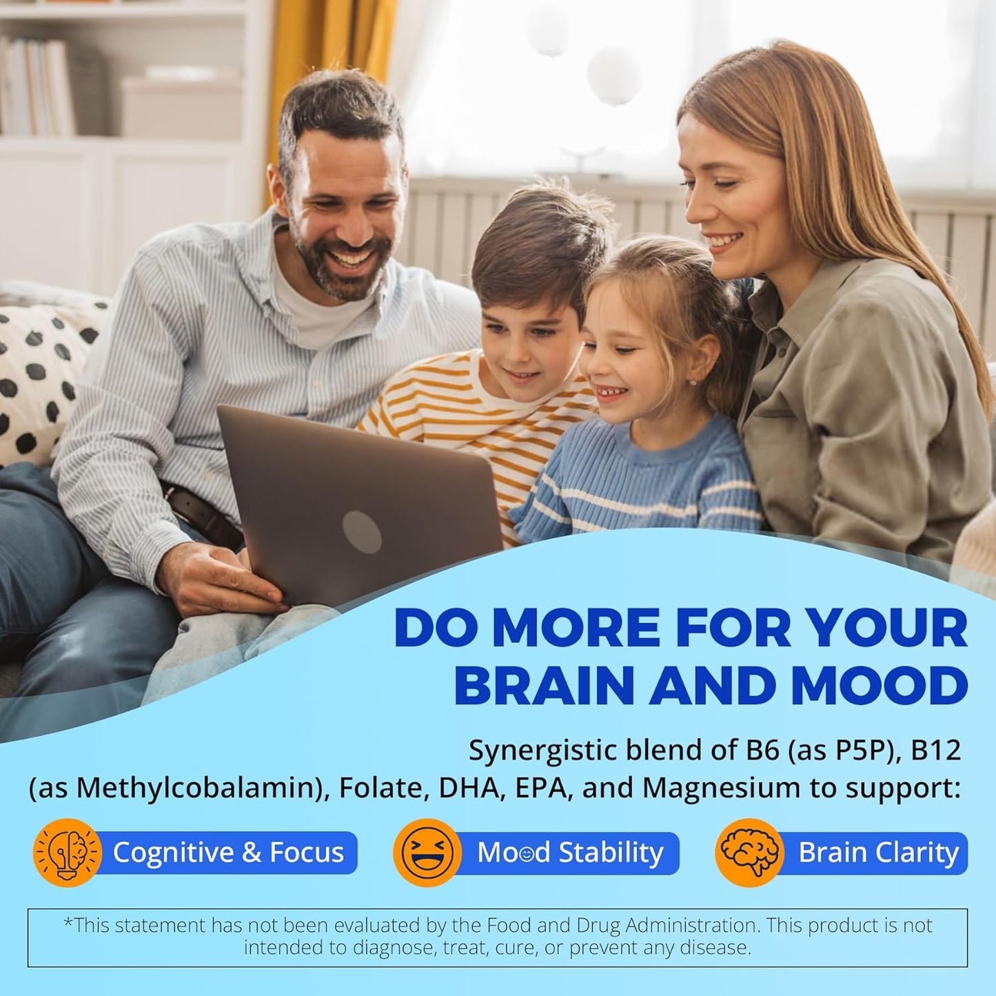 3-in-1 Methylated B Complex + Omega-3 Gummies With Vitamin B12 1000 mcg + Methylfolate 1000 mcg, B6 Vitamins for Energy, Mood & Brain - Sugar Free B Complex Vitamins for Women, Men, Vegan, 2 Pack