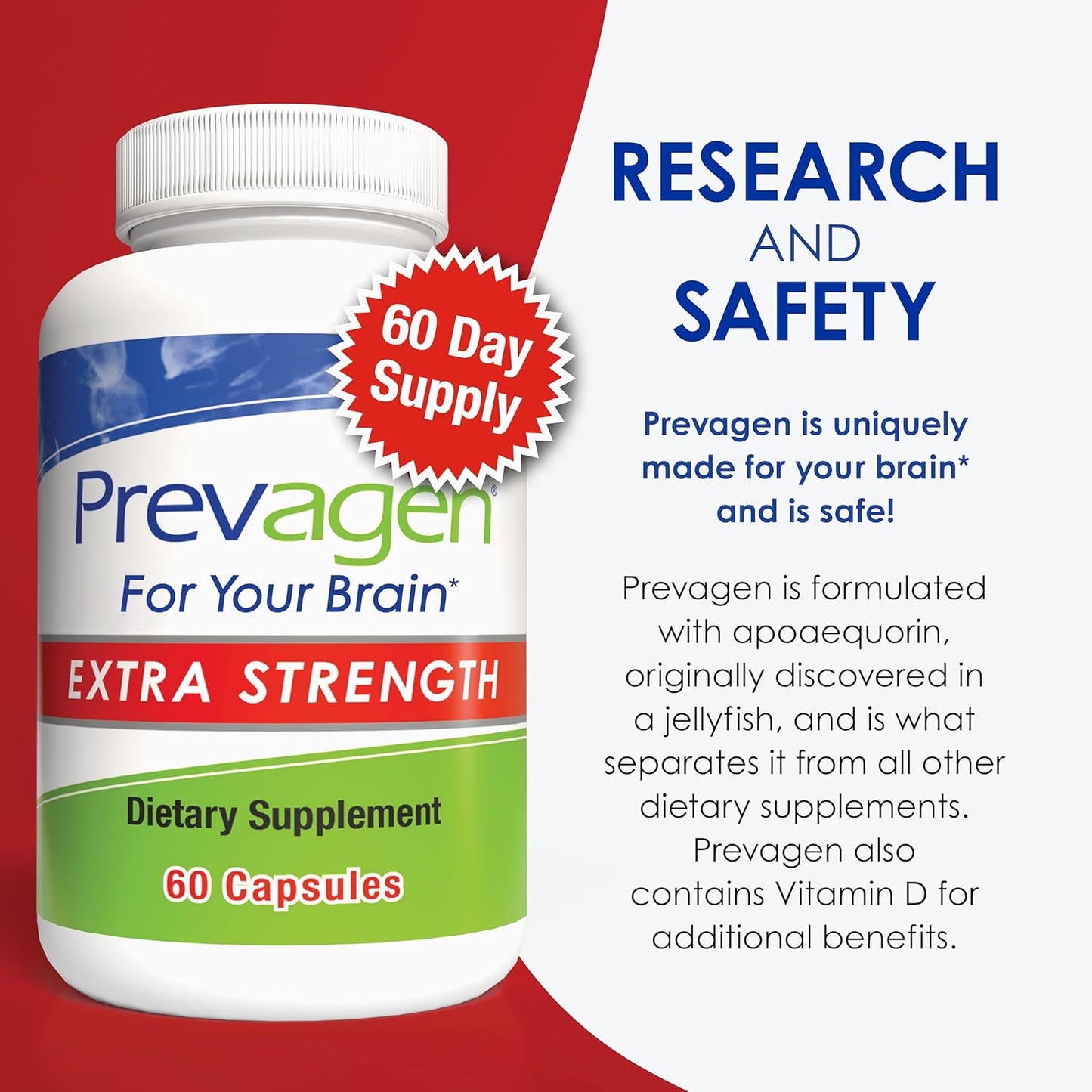 Prevagen Extra Strength - 60 Capsules (2 Month Supply) | Formulated for Your Brain | 20mg of Apoaequorin Plus Vitamin D3 with 7-Day Pill Minder