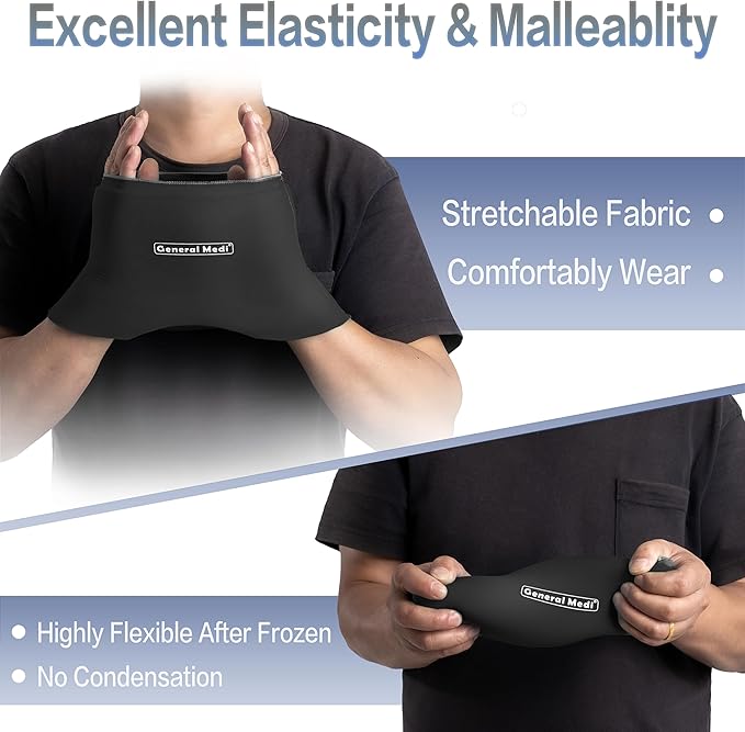 General Medi Headache & Migraine Ice Wrap Cap, Cold Therapy Migraine Relief Hat, Headache Ice Hat Cold Compress, Great for Puffy Eyes, Tension, Sinus & Stress Relief (Black)