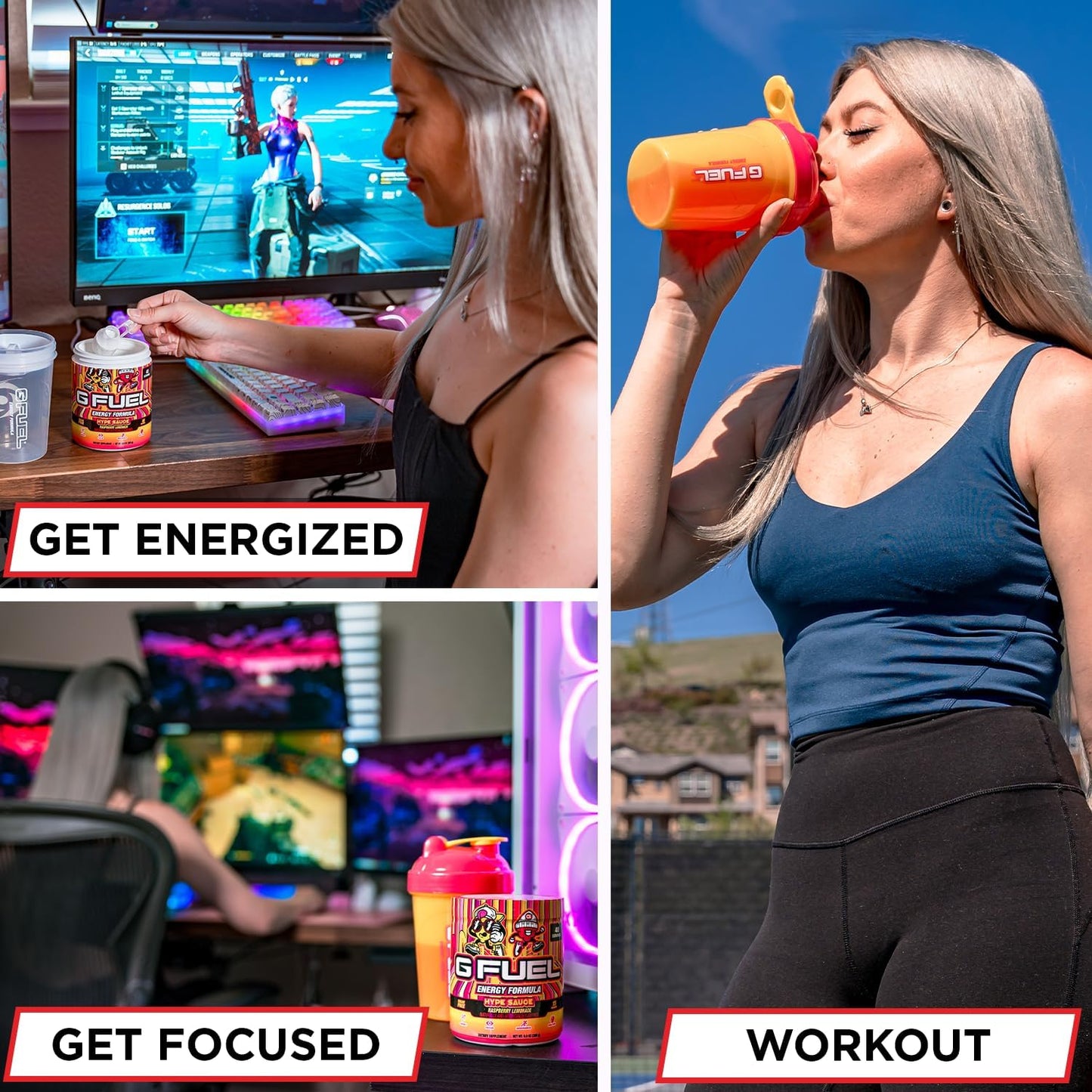 G Fuel Strawberry Girlfriend Energy Drink Powder, Pre Workout Caffeine Mix for Gaming, Sugar Free Focus Amino + Antioxidants, 9.9oz (Strawberry Guava, Coconut, 40 Servings)