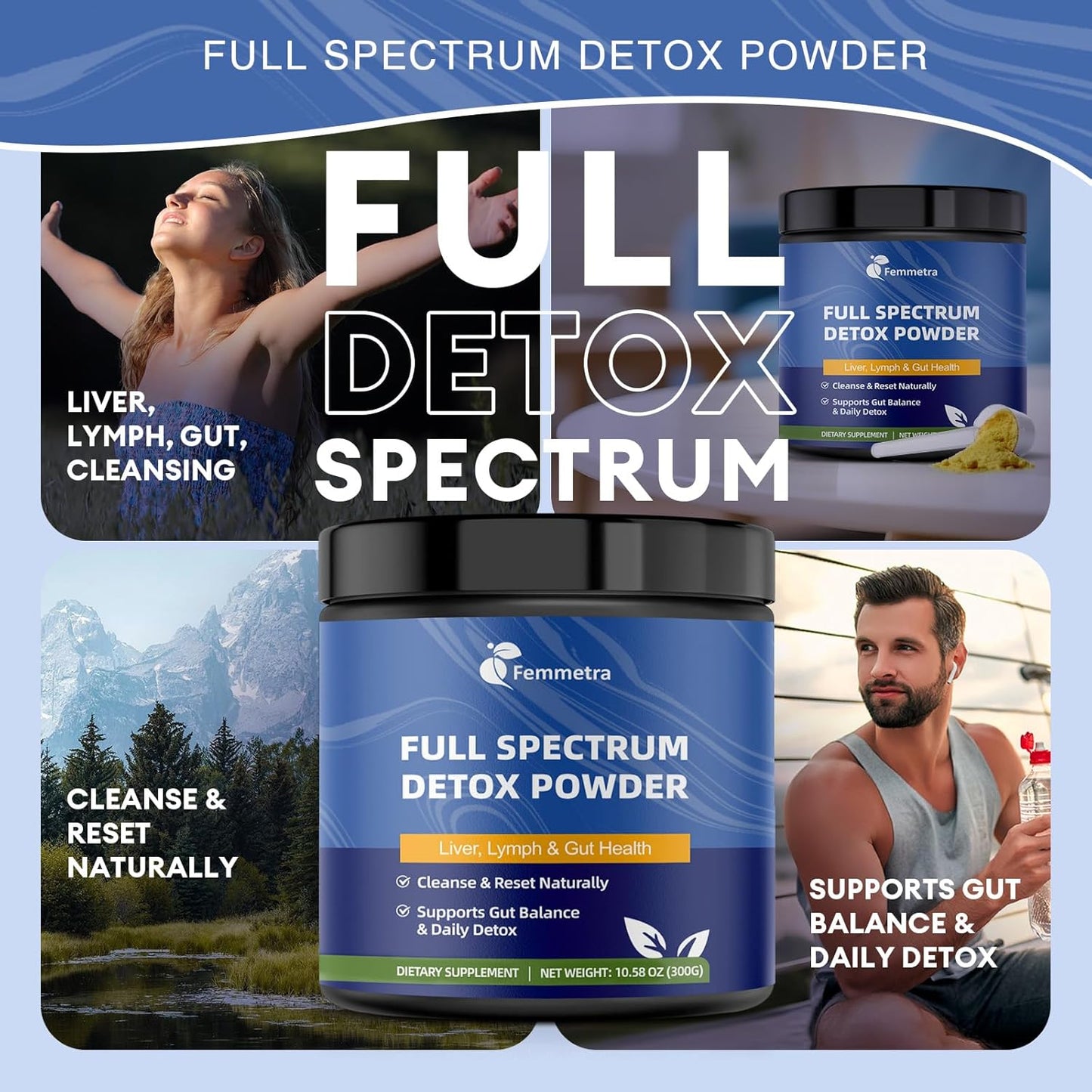 29-in-1 Full Spectrum Detox Powder – Liver, Lymph, Colon & Gut Cleanse with Milk Thistle, NAC, Zeolite & Probiotics – Complete Body Cleanse Supplement for Women & Men – 30 Servings