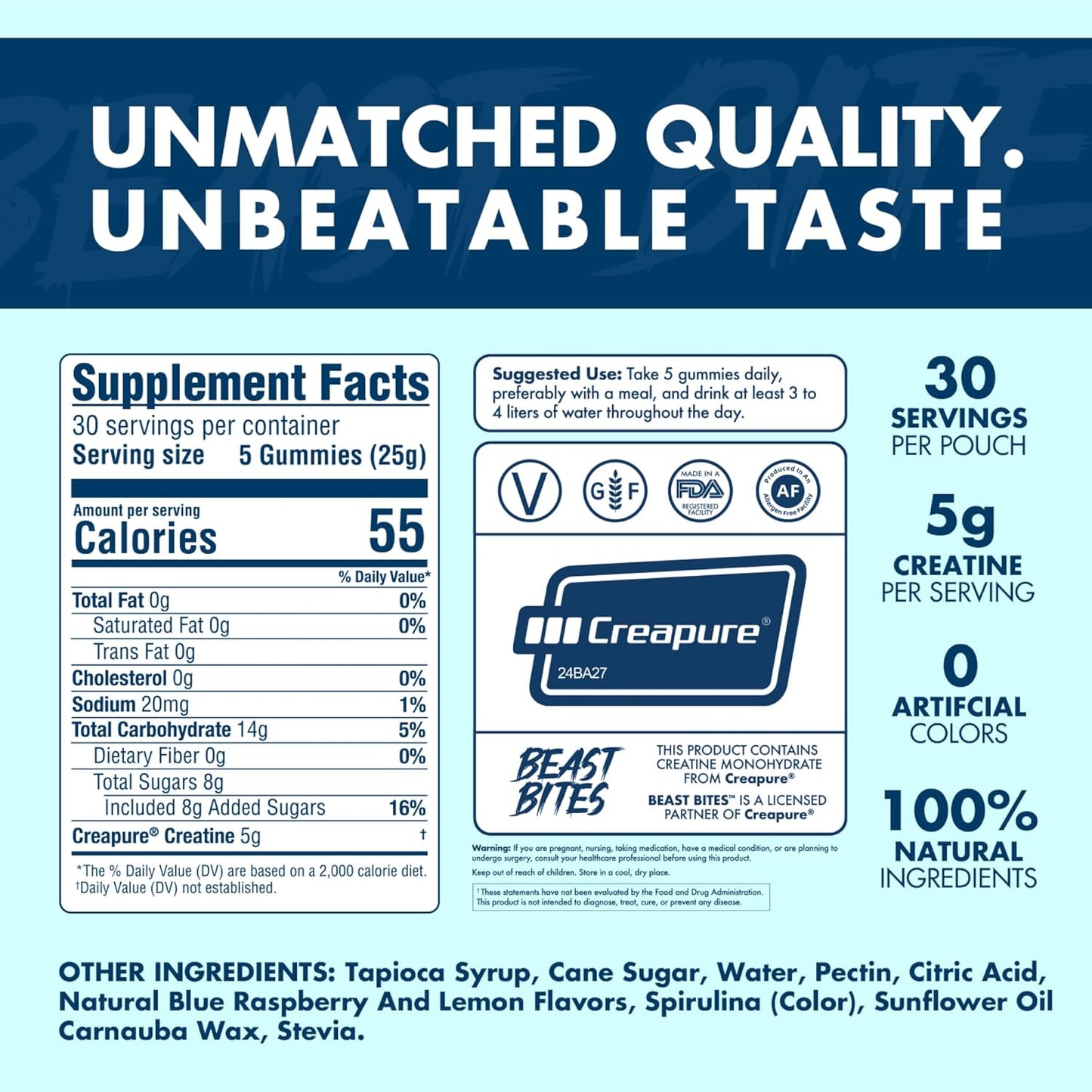 Creatine Infused Gummies - 5g Creapure Creatine Monohydrate Per Serving - NSF Certified for Sport - 30 Servings