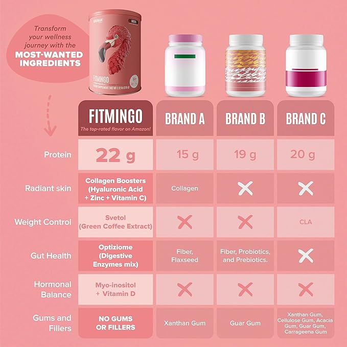 BIRDMAN Fitmingo Vegan Protein Powder with Inositol, Collagen Boosters, Hyaluronic Acid and Vitamins | Low Carb, Dairy Free, Low Calorie | 23g Plant Based Blueberry Protein Powder with Myo-Inositol