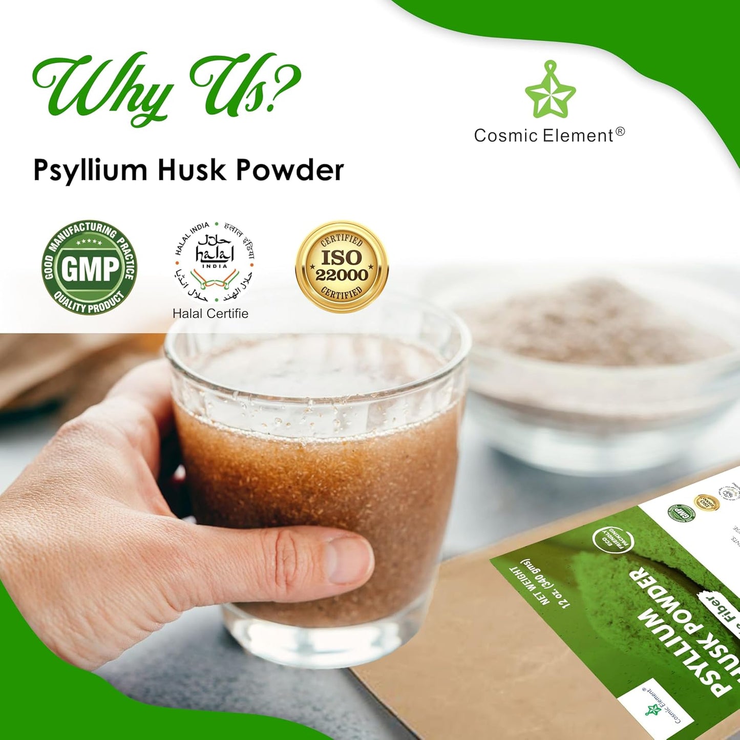 100% Pure Psyllium Husk Powder Organic - Fiber Supplement Powder | Psyllium Fiber Powder for Regularity and Keto Baking | Finely Ground Psyllium Husk Powder for Baking and Bread - 12 oz