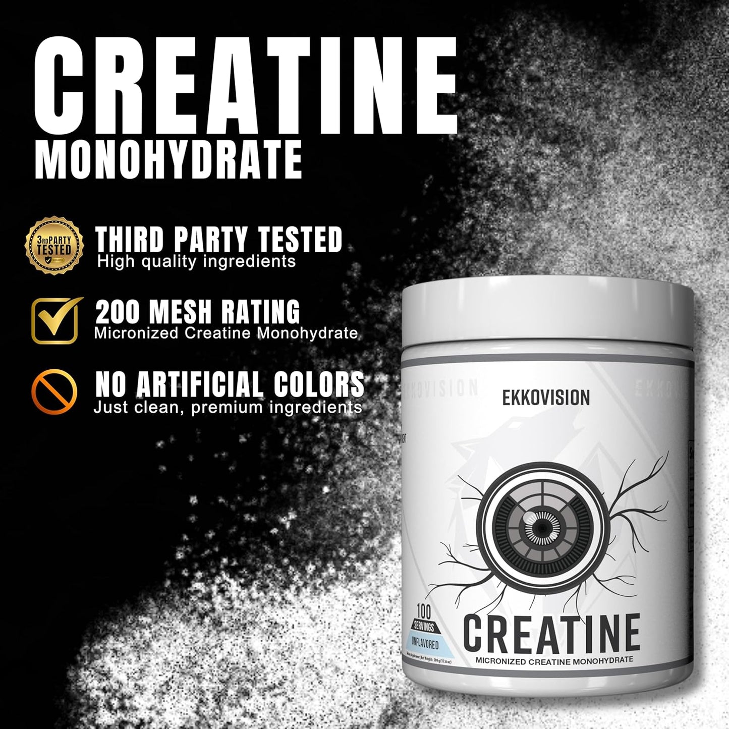 Creatine Monohydrate Powder, Micronized, Unflavored, Pre Workout & Post Workout Supplement for Men and Women, Energy Support, Easy to Mix in Shakes, Smoothies & Beverages, 100 Servings