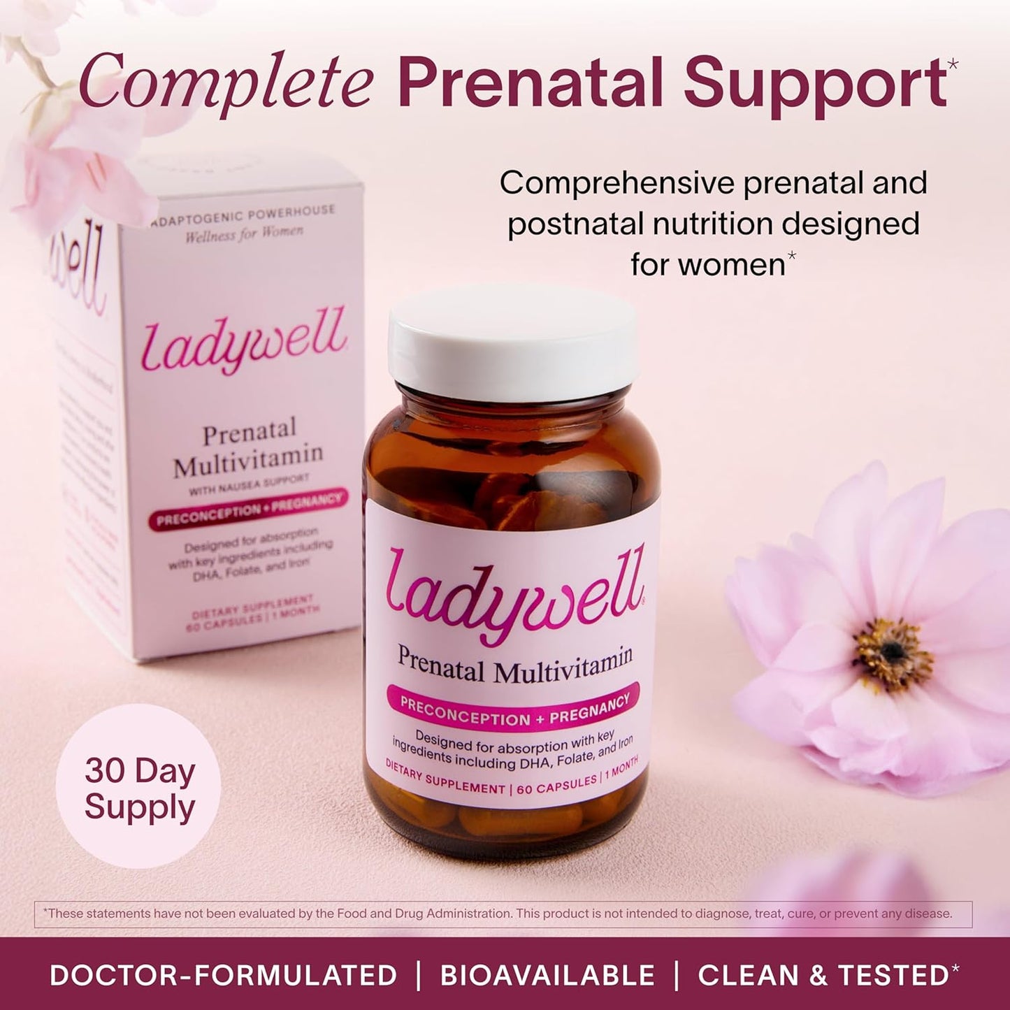 Prenatal Multivitamin | Conception, Pregnancy & Postpartum | Key Ingredients Including DHA, Folate & Iron | Expertly-Formulated & Tested | Designed for Absorption with Nausea Support, 60 Ct