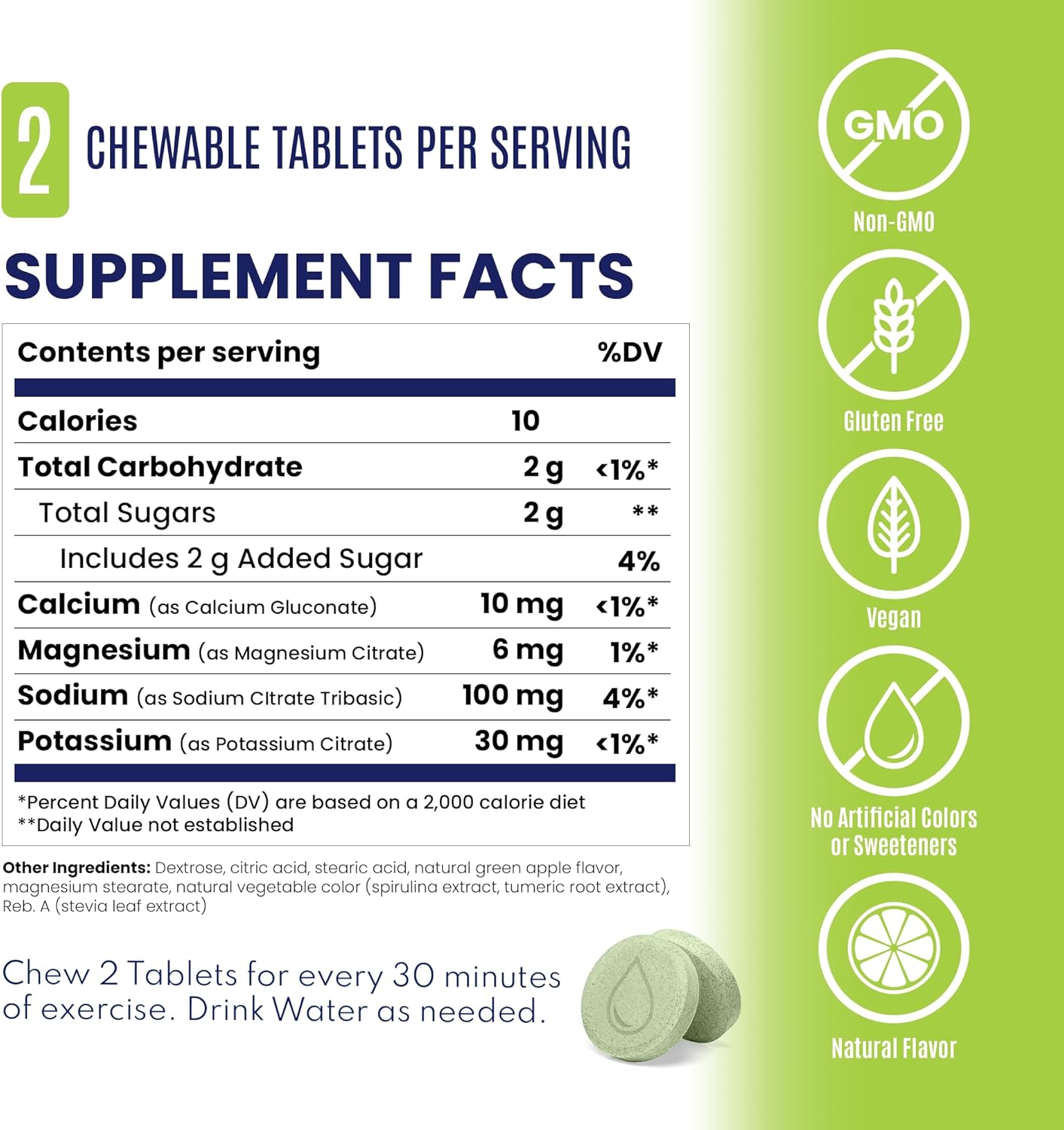 SaltStick Electrolyte FastChews - 60 Green Apple Chewable Electrolytes - Salt Tablets for Running and Hydration, Electrolyte Chews - 60 Count