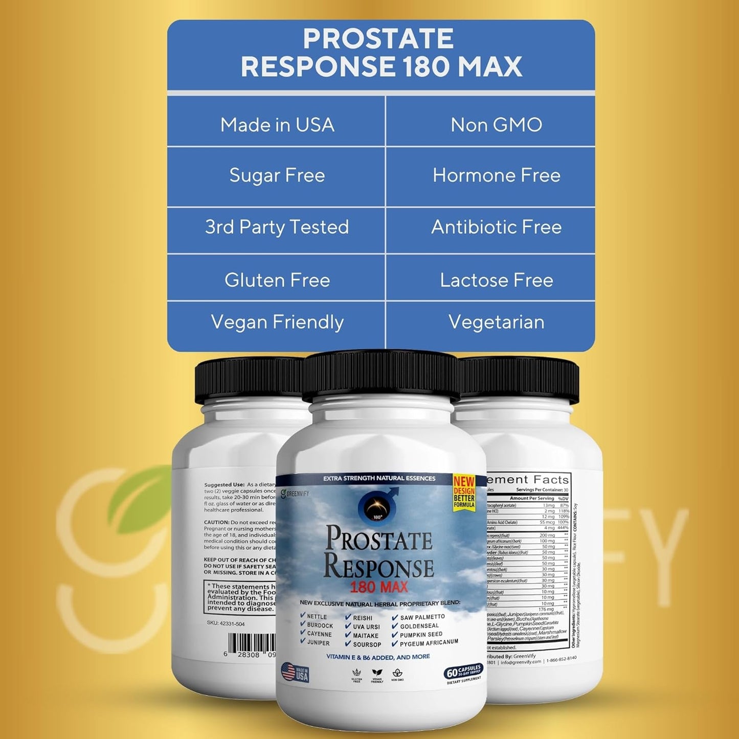 Prostate Response 180 Max Prostate Formula Supplements for Men Capsules, Health Supplements - Maximum Strength, All Natural to Support Normal & Healthy Function (1)