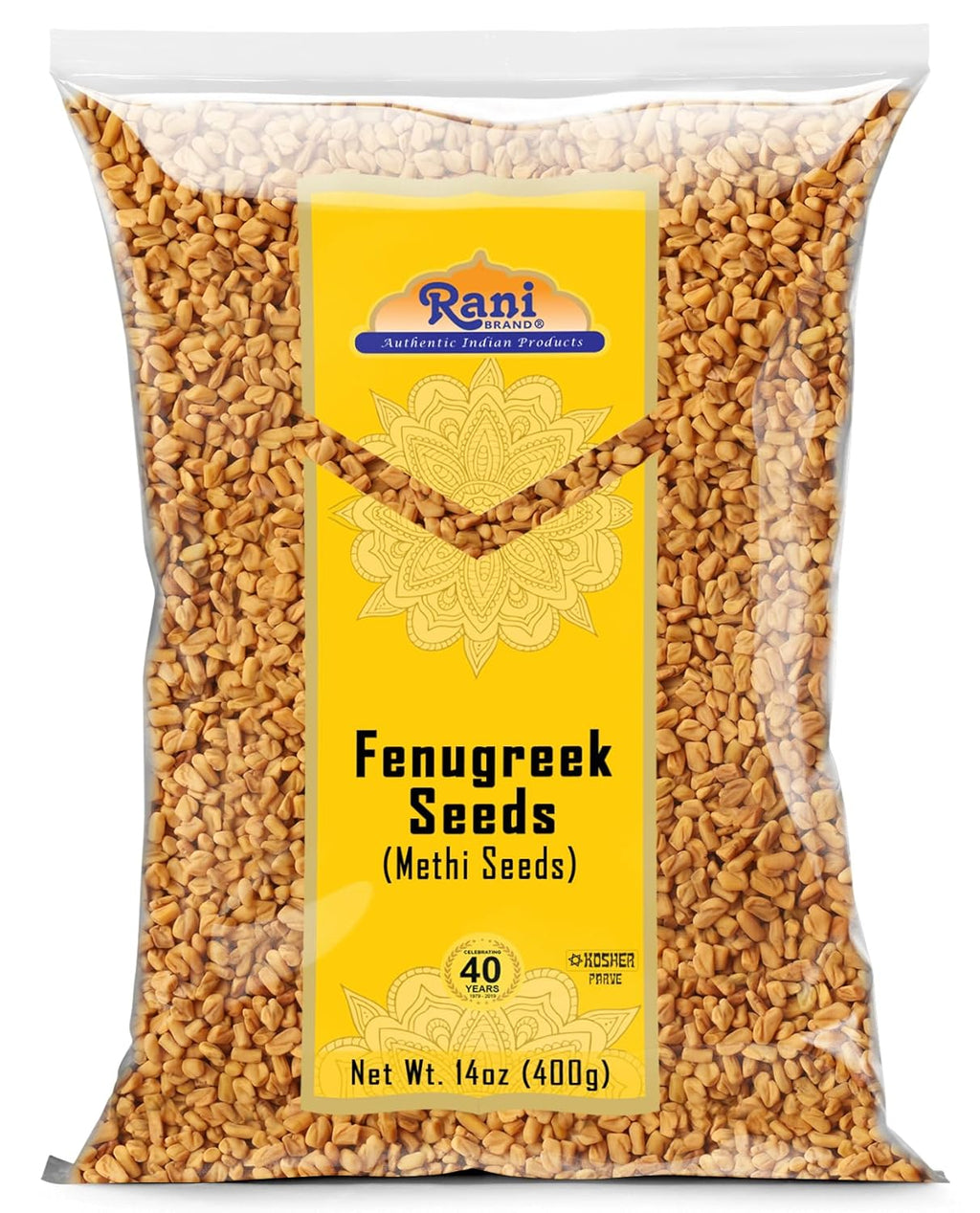 Rani Fenugreek (Methi) Seeds Whole 14oz (400g) Trigonella foenum graecum ~ All Natural | Vegan | Gluten Friendly | Non-GMO | Kosher | Indian Origin, used in cooking & Ayurvedic spice