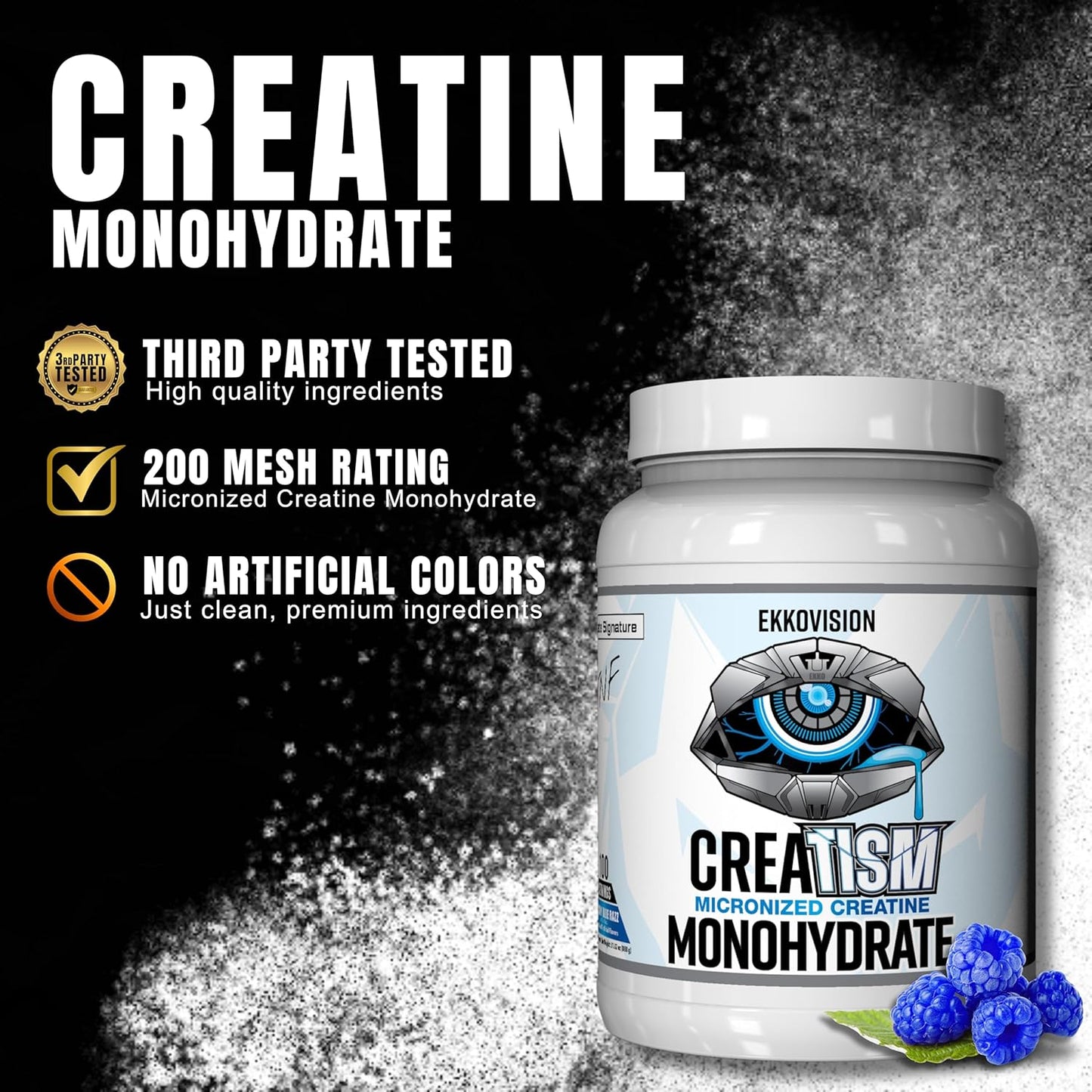 Creatine Monohydrate Powder, Micronized, Puckin' Blue Razz, Pre Workout & Post Workout Supplement for Men & Women, Energy Support, Easy to Mix in Shakes, Smoothies & Beverages, 100 Servings