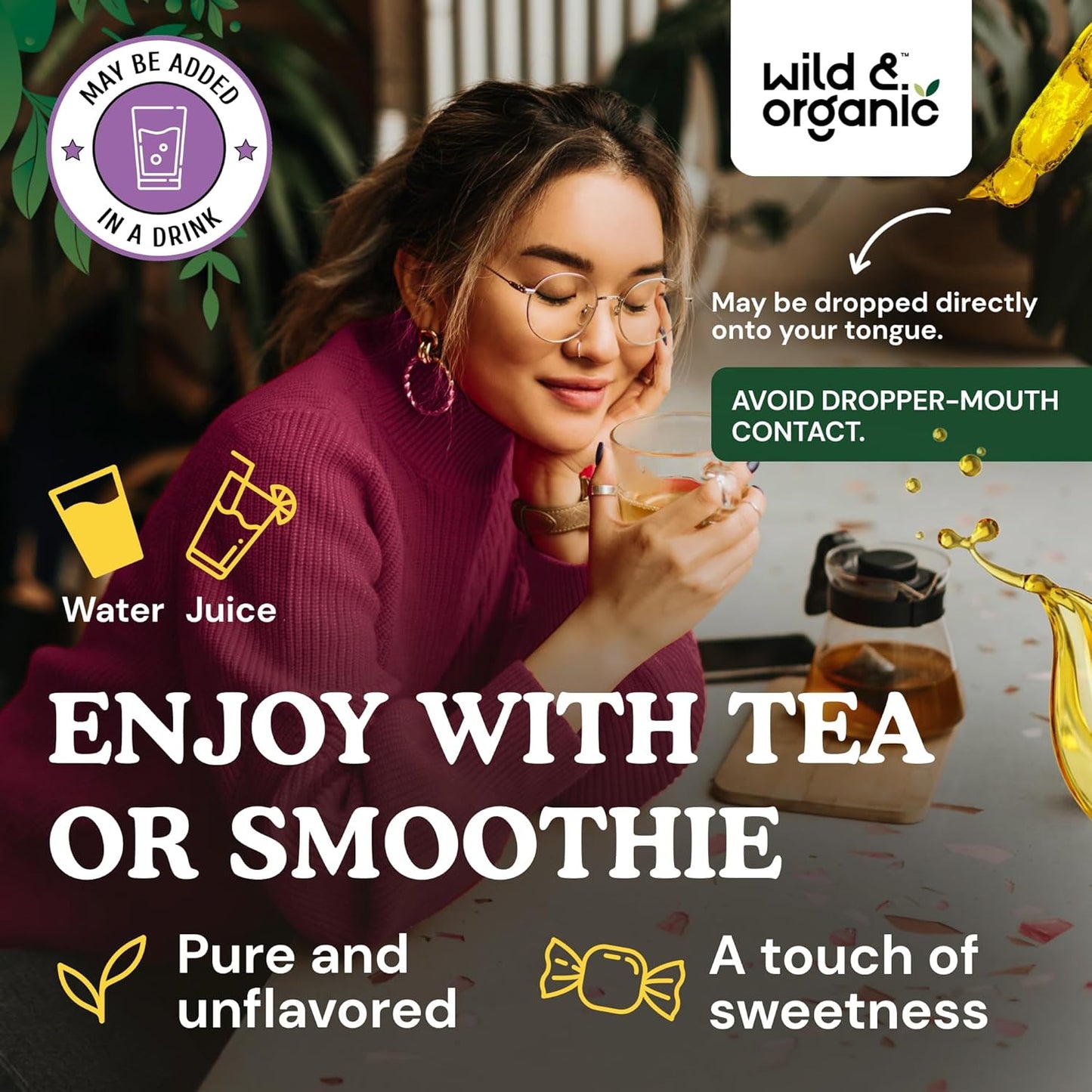 Wild & Organic Red Clover Tincture 600 mg - Liquid Red Clover Supplements for Women - 2-Month Supply - Trifolium Pratense Herb - Vegan, Sugar & Alcohol-Free Extract Drops - 4 fl oz