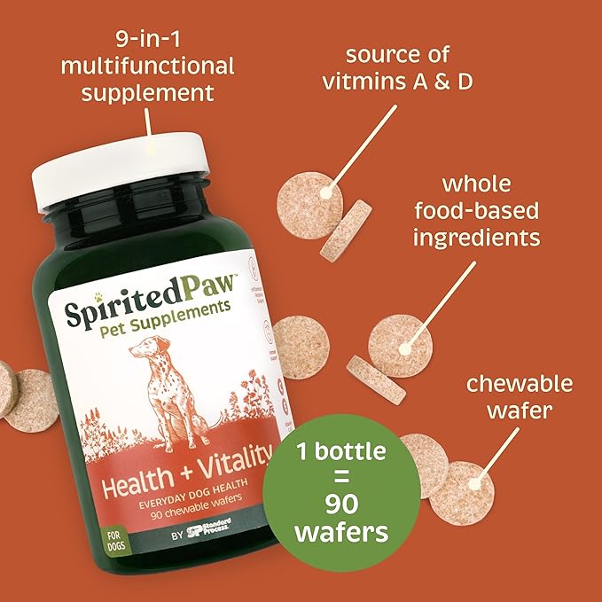 Spirited Paw Health + Vitality - Joint Health & Immune System Support - Healthy Heart & Coat Support - Multivitamin Pet Wellness Supplement - Liver-Flavored Dog Chews - 90 Chewable Wafers