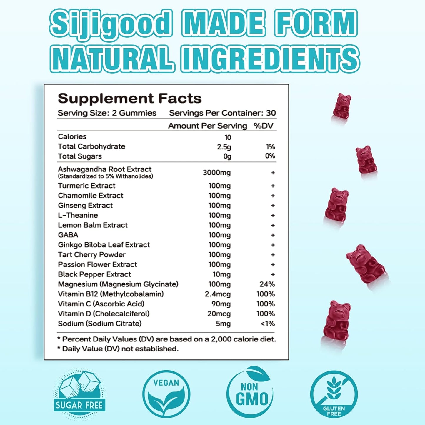 2 Pack Ashwagandha Gummies, Support for Immunity, Relaxation, Calm Mood & Zzz, Ashwagandha Supplements for Men & Women, Natural Blueberry Flavor, 120 Count