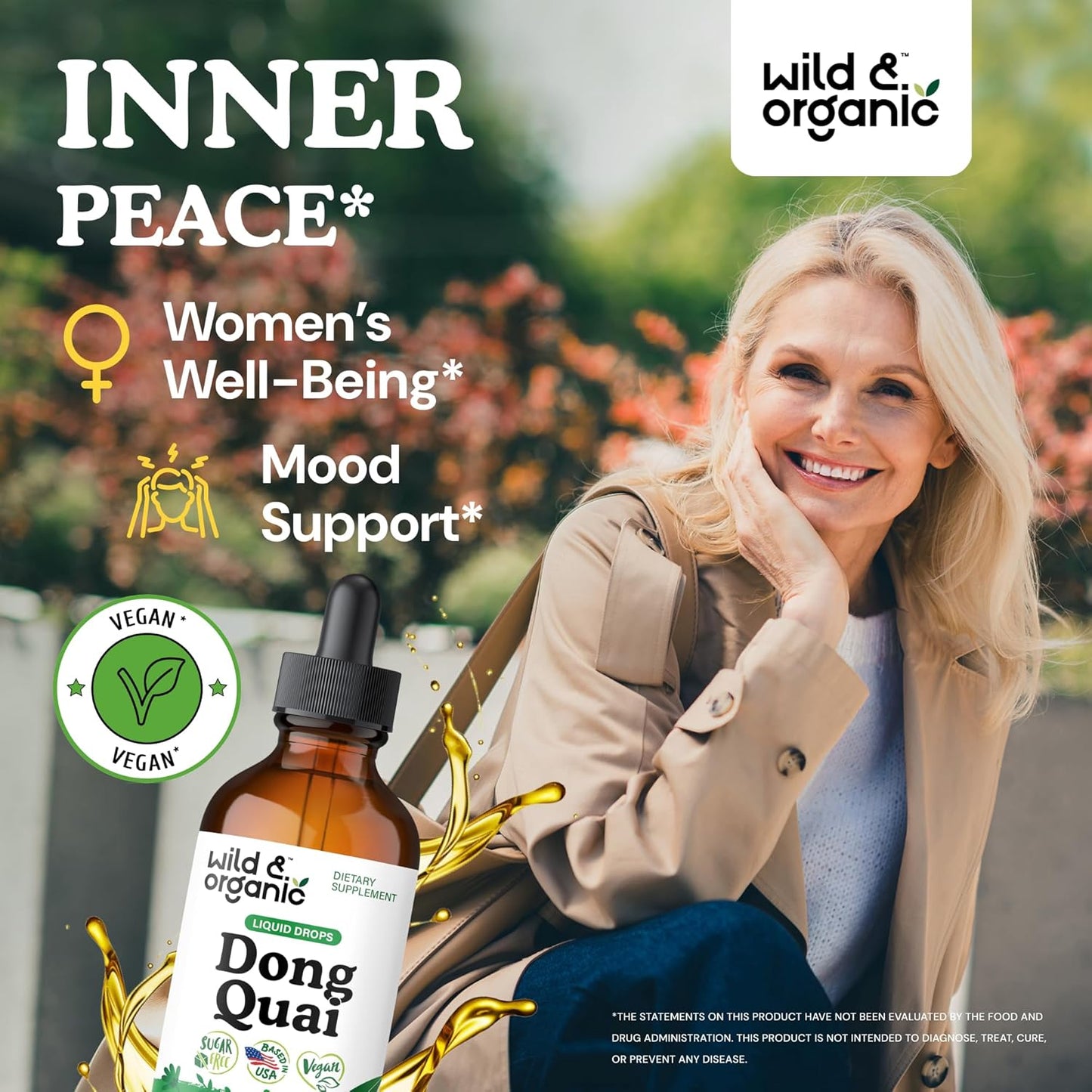 Wild & Organic Dong Quai Supplement for Women - 500 mg Dong Quai Root Extract for Women's Health - Angelica Root Herb Tincture - Female Ginseng Liquid Extract - No Sugar & Alcohol - 4 fl oz