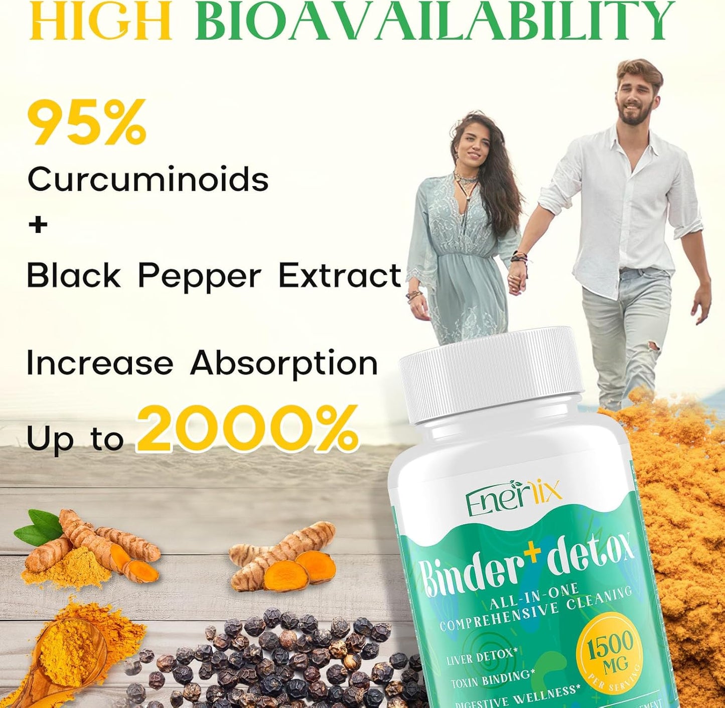 15-in-1 Detox Binder, Activated Charcoal, Zeolite & Bentonite Clay, Chlorella, 1500 MG Detox Supplement Maximum Absorbent, Liver Gut Digestive Detox Cleanse, 180 Vegan Capsules