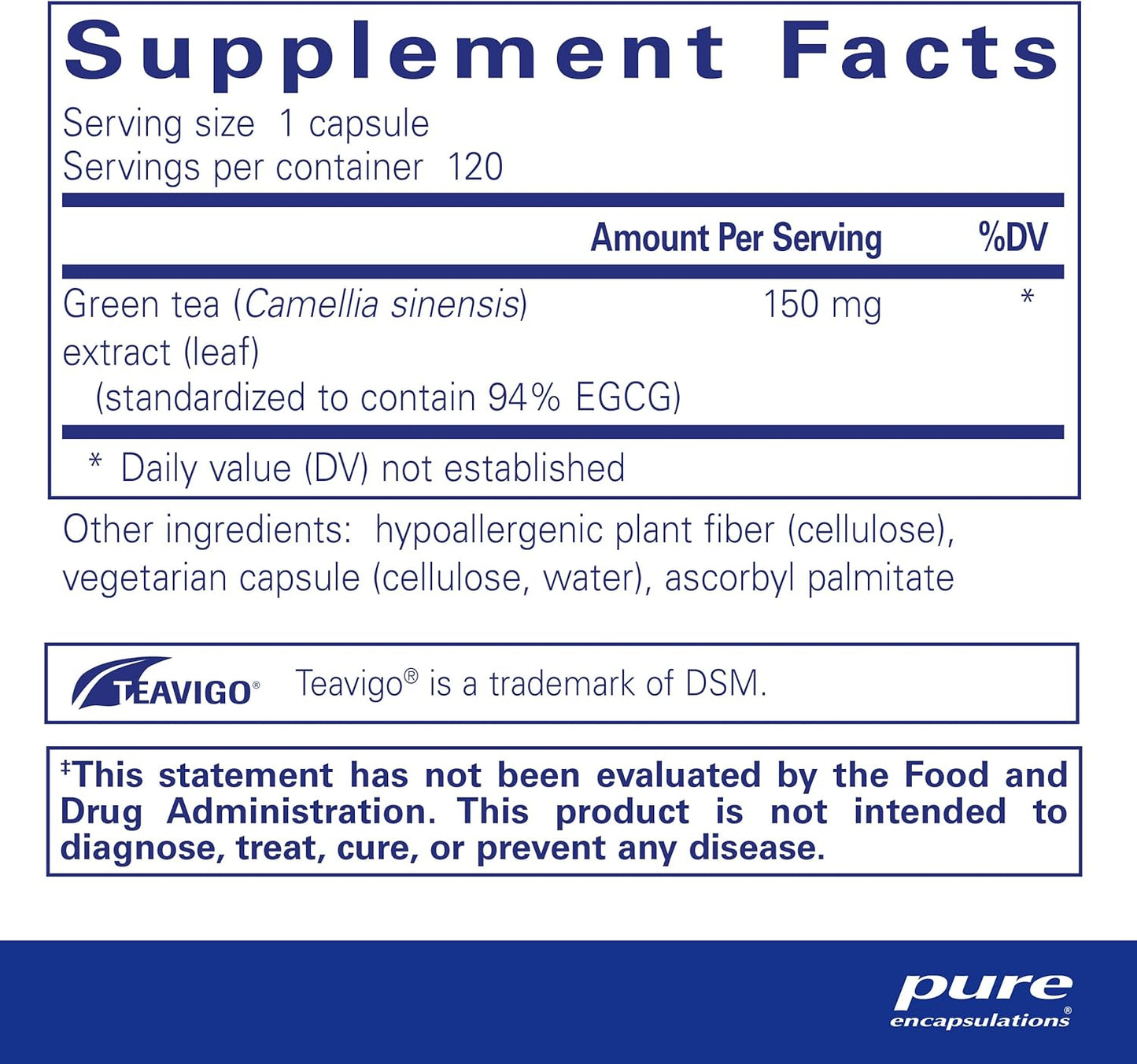 Pure Encapsulations Teavigo | Hypoallergenic Supplement with Caffeine-Free Green Tea Extract to Provide Antioxidant and Cellular Support* | 120 Capsules