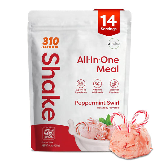 310 Nutrition All-in-One Meal Replacement Shake - Plant-Based Protein Powder with Triplex Proteins, Probiotics, Digestive Enzymes & Superfoods - Vegan, Low Carb, Keto & Paleo Friendly - Peppermint Swirl - 14 Servings
