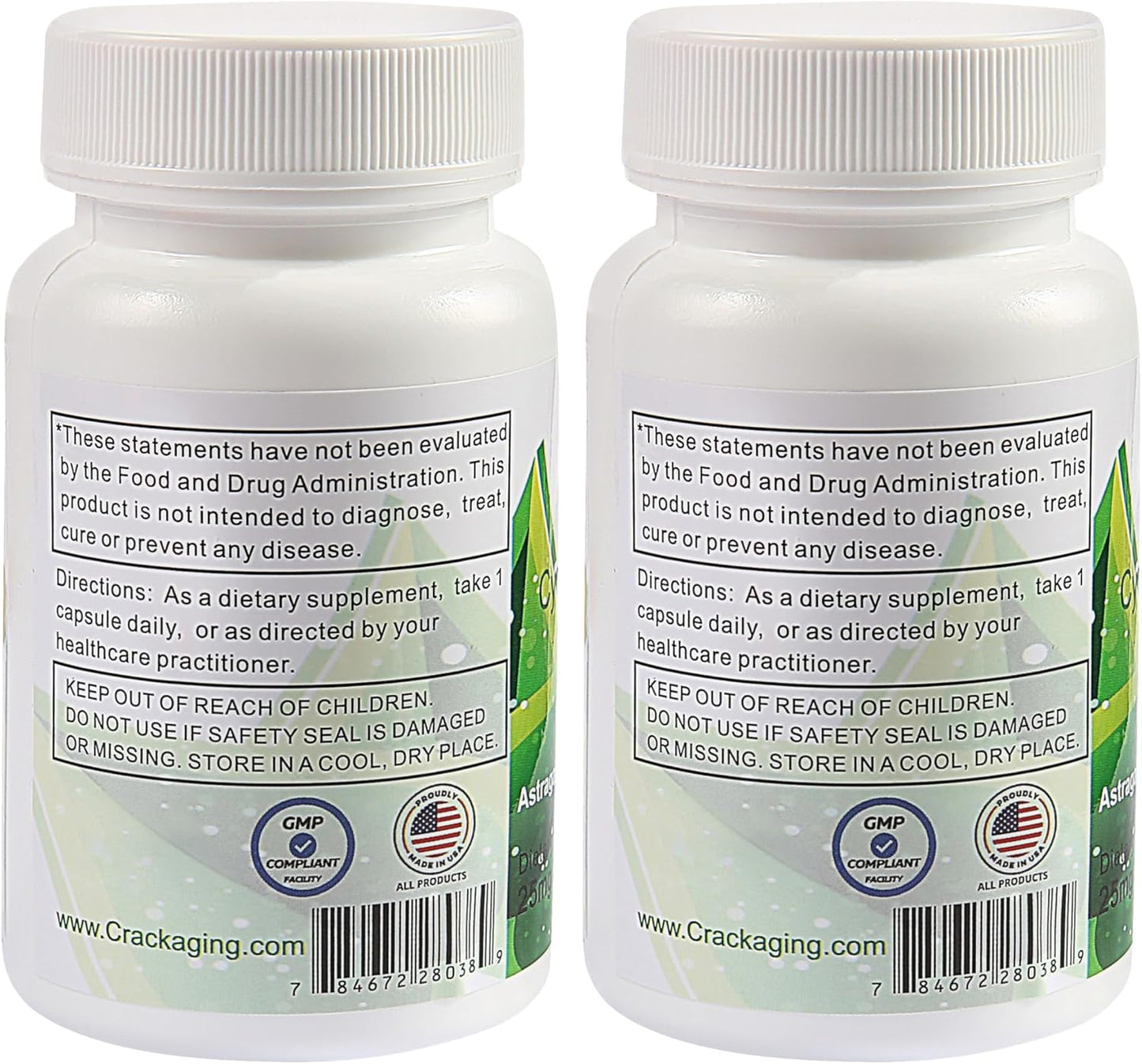 Crackaging Cycloastragenol 98% 25mg | Telomere activator Supplements | Telomere lengthening Supplements | Cell Rejuvenation | 60 Capsules in 2 Bottles