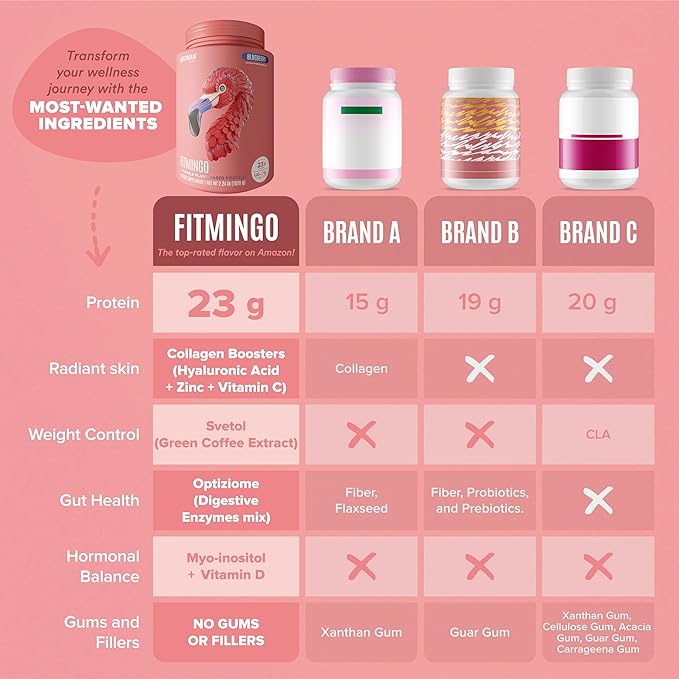 BIRDMAN Fitmingo Vegan Protein Powder with Inositol, Collagen Boosters, Hyaluronic Acid and Vitamins | Low Carb, Dairy Free, Lactose Free, Low Calorie, 23g Plant Based Blueberry Protein Powder