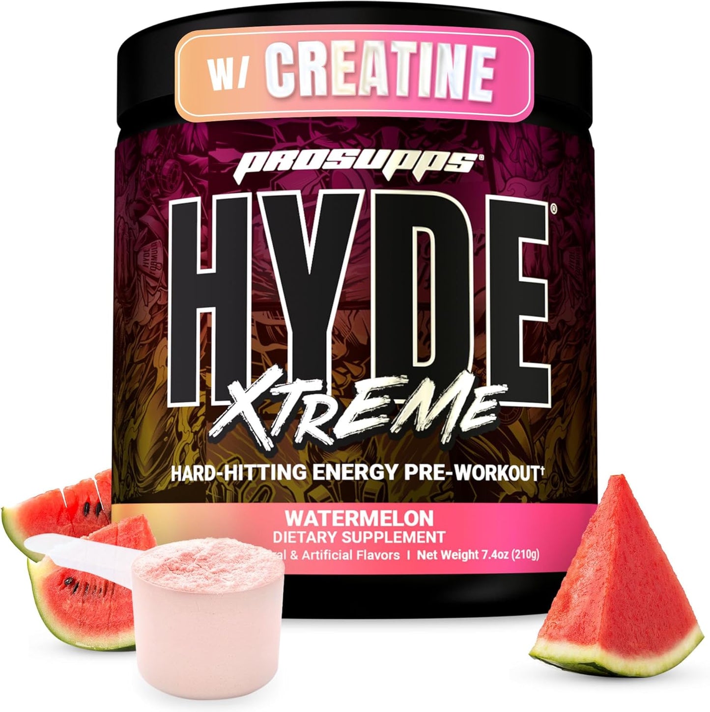 PROSUPPS Mr. Hyde Xtreme Pre Workout Powder with Creatine, Beta Alanine & Caffeine – Extreme Energy, Pumps, Focus & Performance - Fitness & Gym Supplements for Men & Women (Watermelon, 30 Servings)