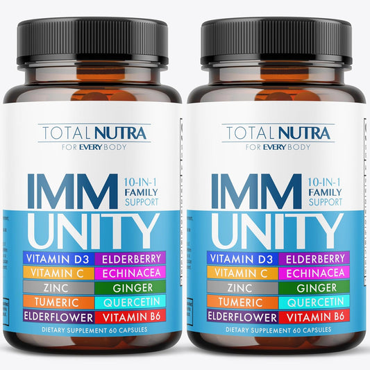 10-In-1 Immune Support Supplement: Immune Boosters for Adults & Kids Daily Immunity Defense with Key Immune System Vitamins Zinc, Vitamin C and D, Plus Elderberry, Quercetin, Echinacea & More, 60 Caps