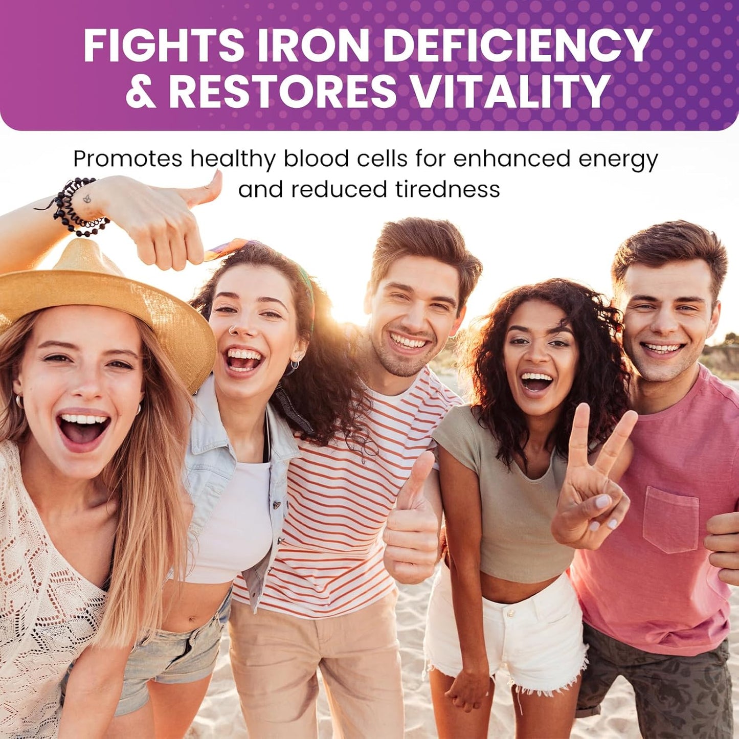 2 Pack Liquid Iron Supplement for Women, Men & Kids - Liquid Iron Drops with Folate, Vitamin C, B6, B12 for Anemia, Red Blood Cell, Energy Support - Grape Flavor