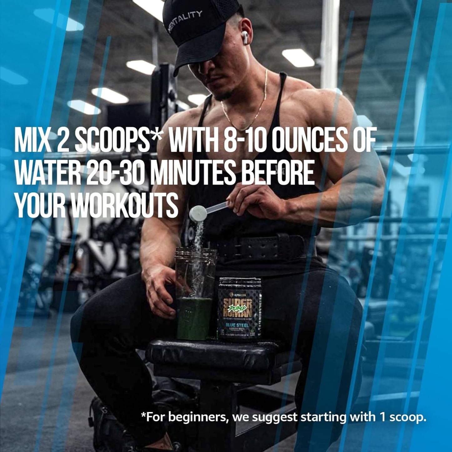 ALPHA LION Superhuman Pump Pre Workout Powder, Nootropic Caffeine & Stim Free Preworkout Supplement, Nitric Oxide Booster, Muscle Gainer, Energy & Focus (42 Servings, Blueberry Steel Flavor)