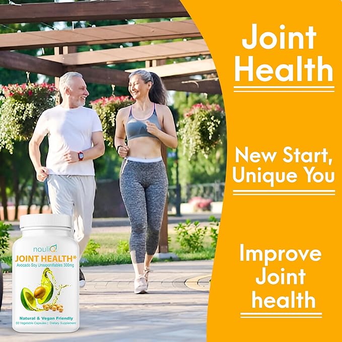 Natural & Vegan-Friendly Joint Health Supplement, Avocado Soy Unsaponifiables 300mg, Non-GMO, Free of Any Gluten, Artificial Colors or Flavors, Dairy and Shellfish, 60 Day Supply.