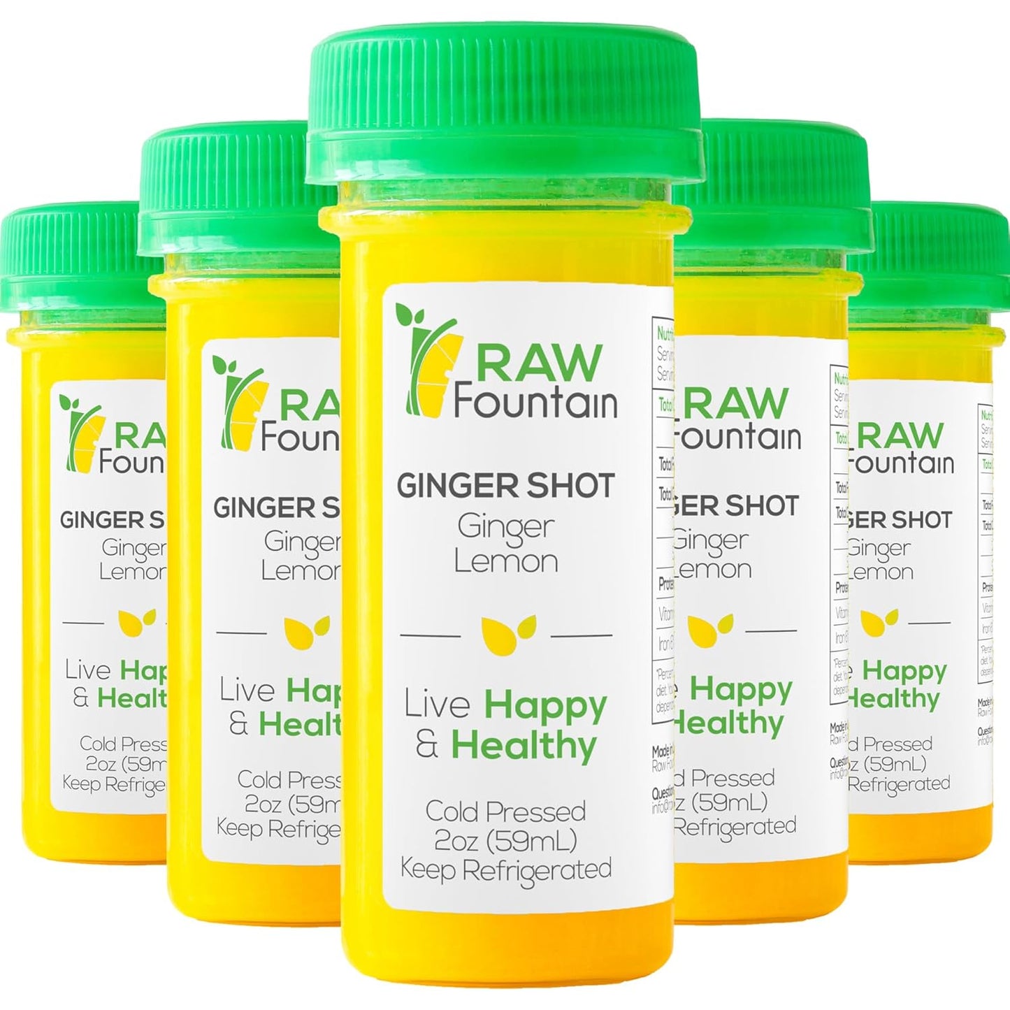 20 Ginger Shots with Lemon 2fl Oz, Vitamin C, Raw and Cold Pressed, Unpasteurized, Boosts Immunity, All Natural, No Artificial Flavors or Preservatives