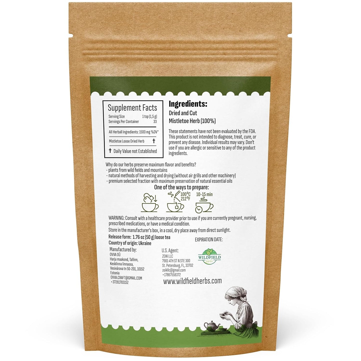 1.8 oz. Dried Mistletoe Herb Tea Goat'S (Viscum) - 50g Mistletoe Herb Herbal Tea Muerdago