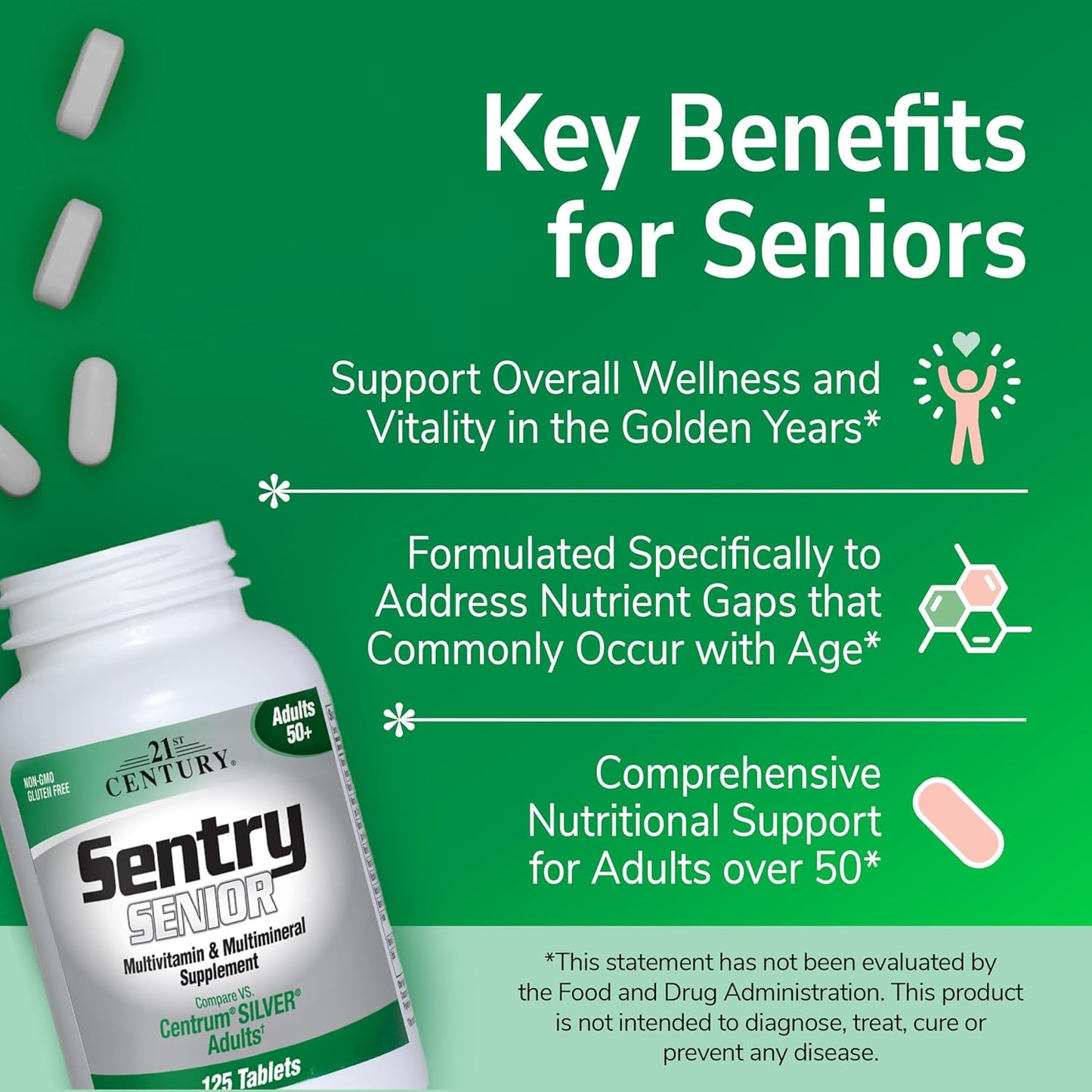 21st Century Sentry Senior Tablets, 125-Count (22390)